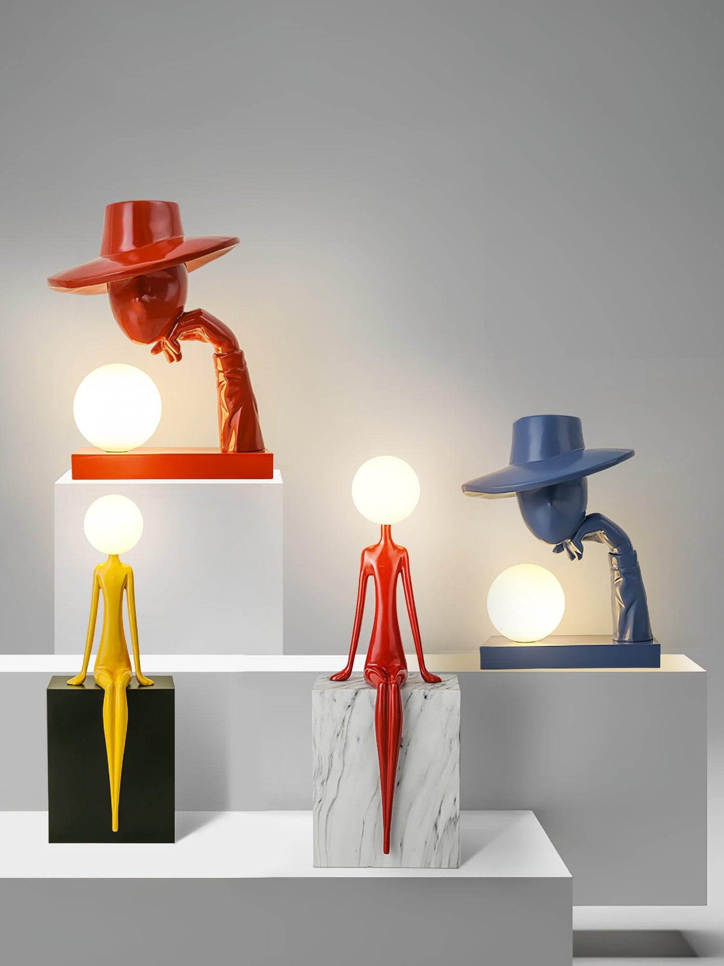 Juni Resin Novelty Lamp | Resin | Red, Blue