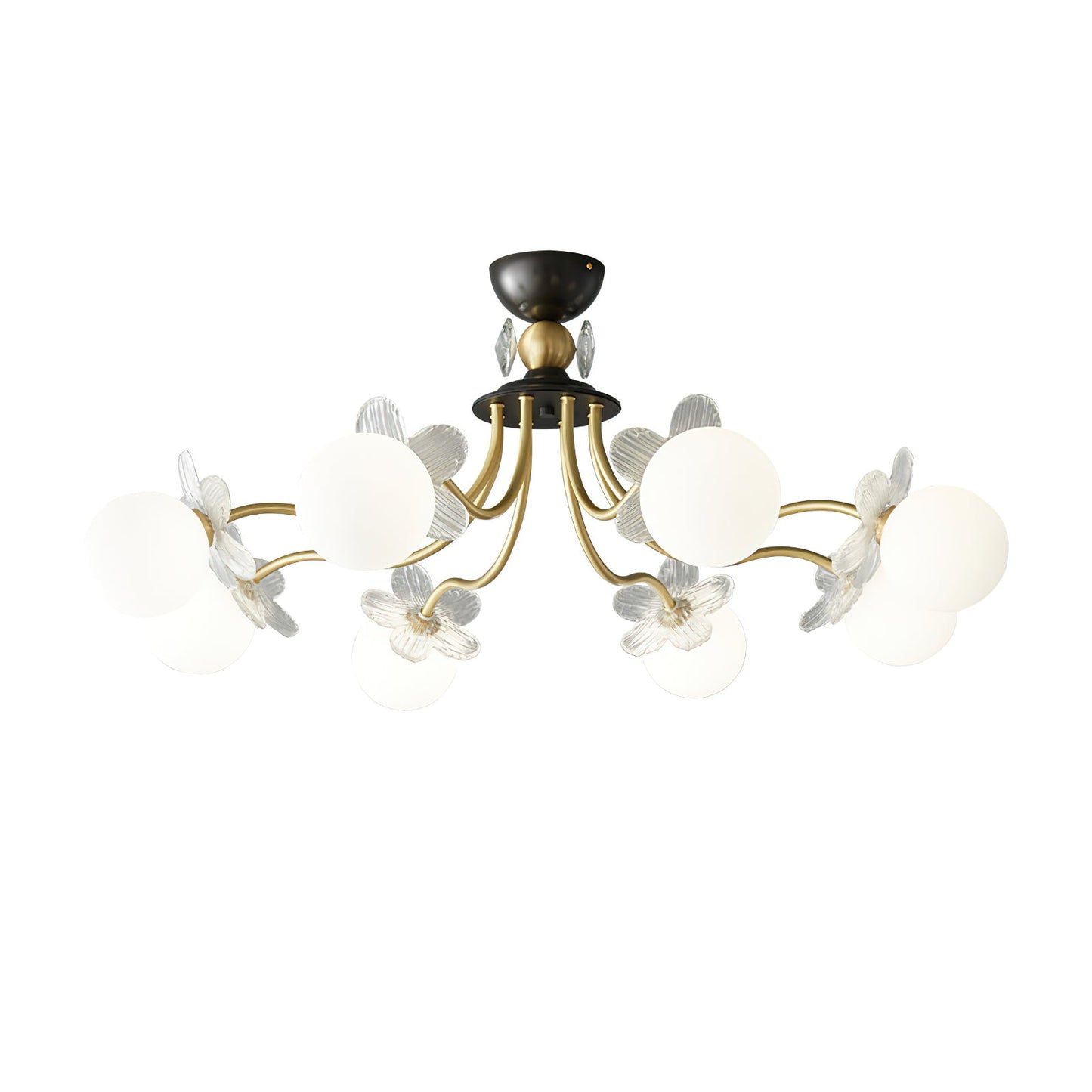 Blossom Flower Chandelier | Brass & Glass | White