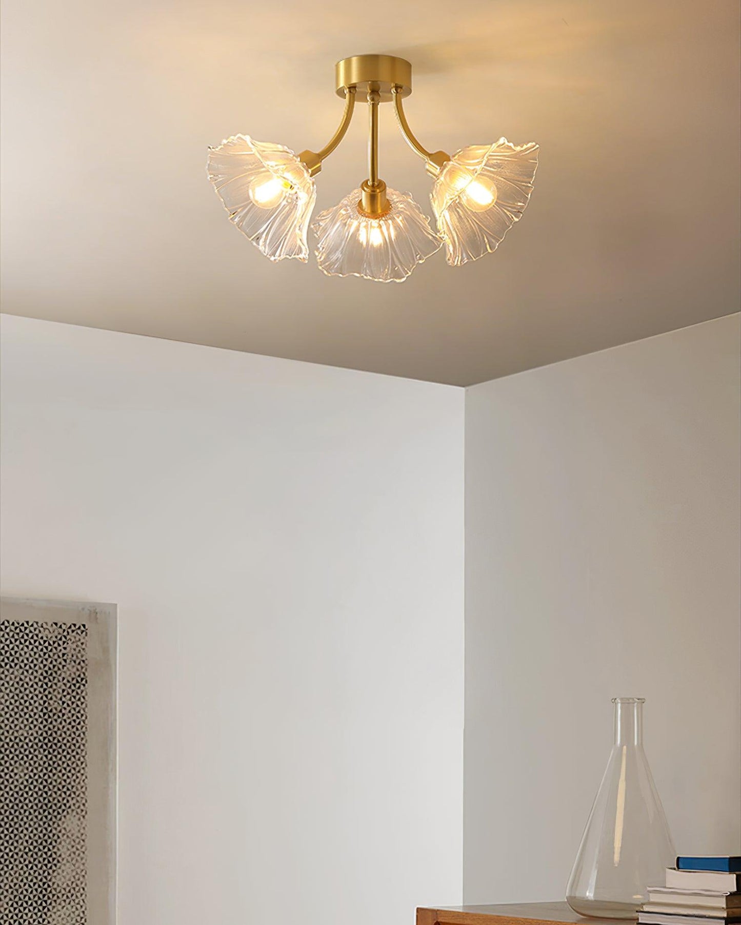 Kalin Ceiling Lamp | Brass & Glass | Multiple Heads Options