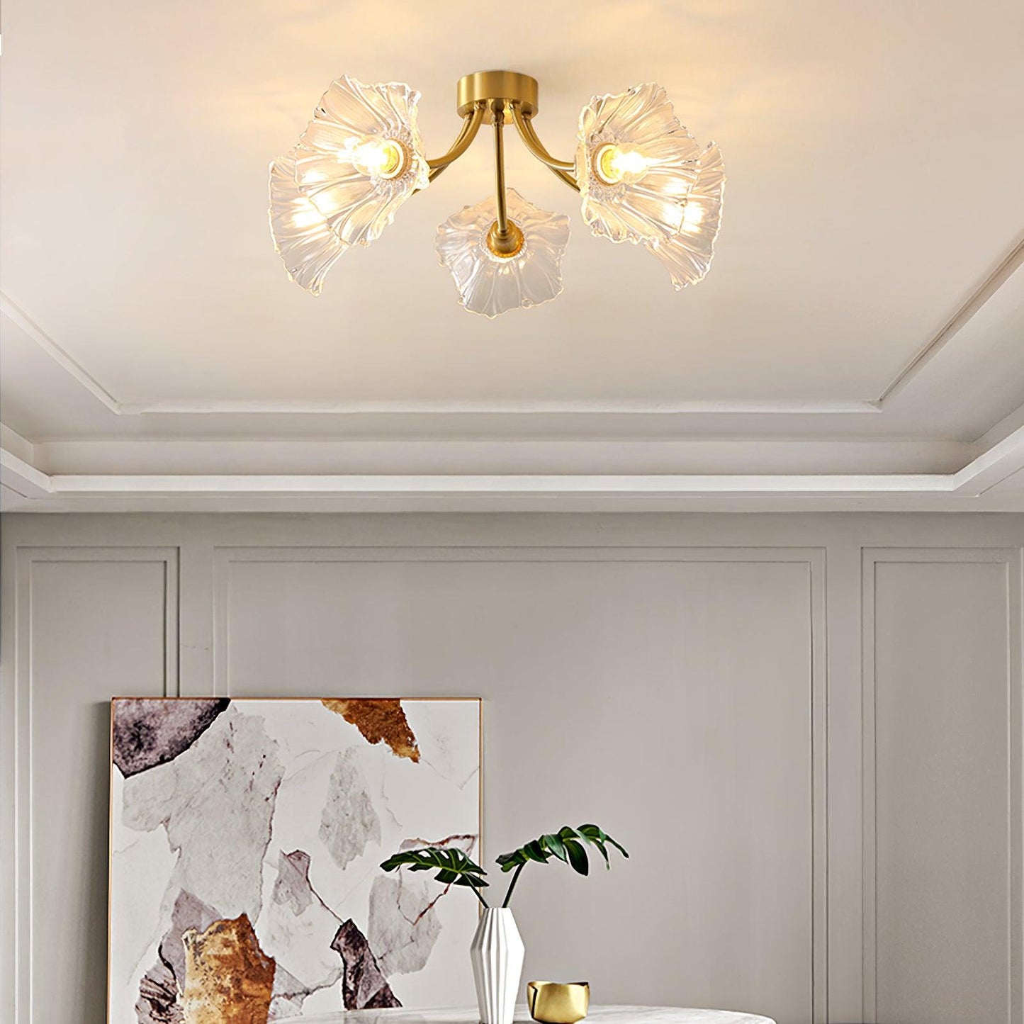 Kalin Ceiling Lamp | Brass & Glass | Multiple Heads Options