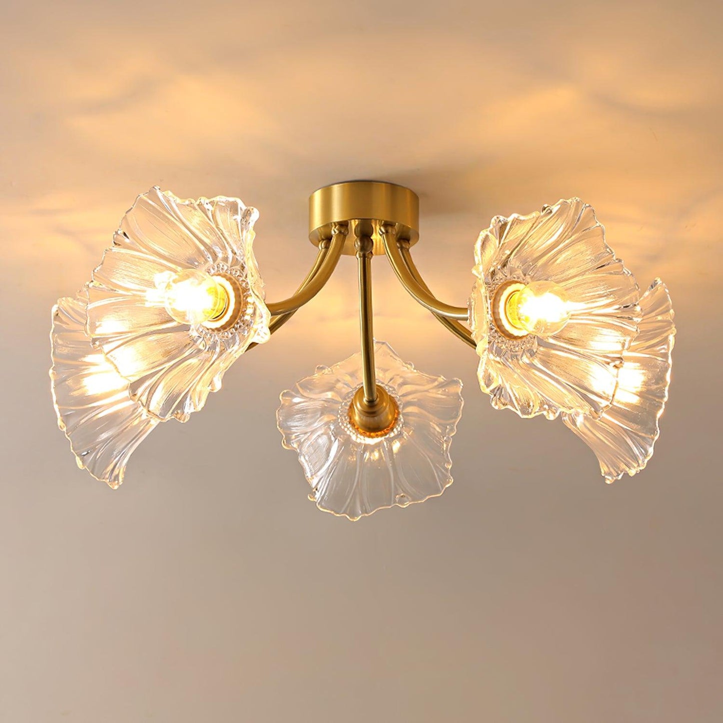 Kalin Ceiling Lamp | Brass & Glass | Multiple Heads Options