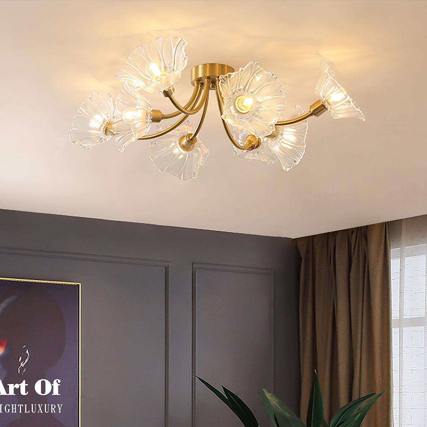 Kalin Ceiling Lamp | Brass & Glass | Multiple Heads Options
