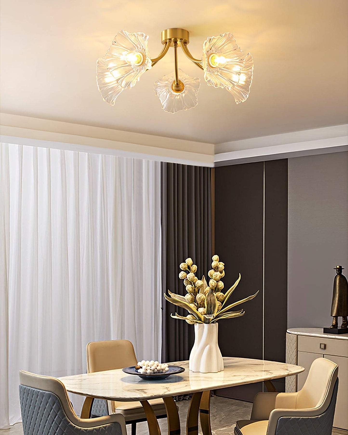 Kalin Ceiling Lamp | Brass & Glass | Multiple Heads Options