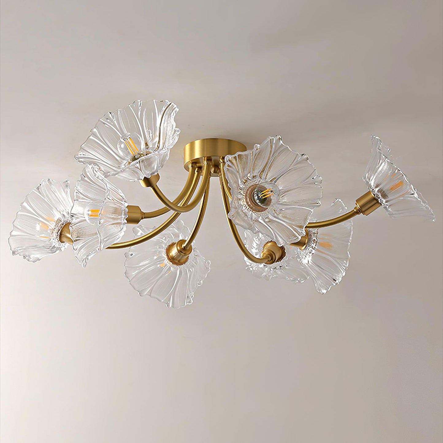 Kalin Ceiling Lamp | Brass & Glass | Multiple Heads Options