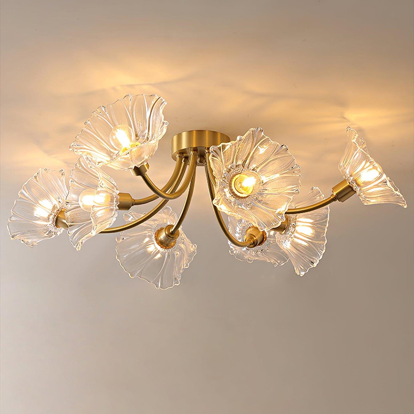 Kalin Ceiling Lamp | Brass & Glass | Multiple Heads Options