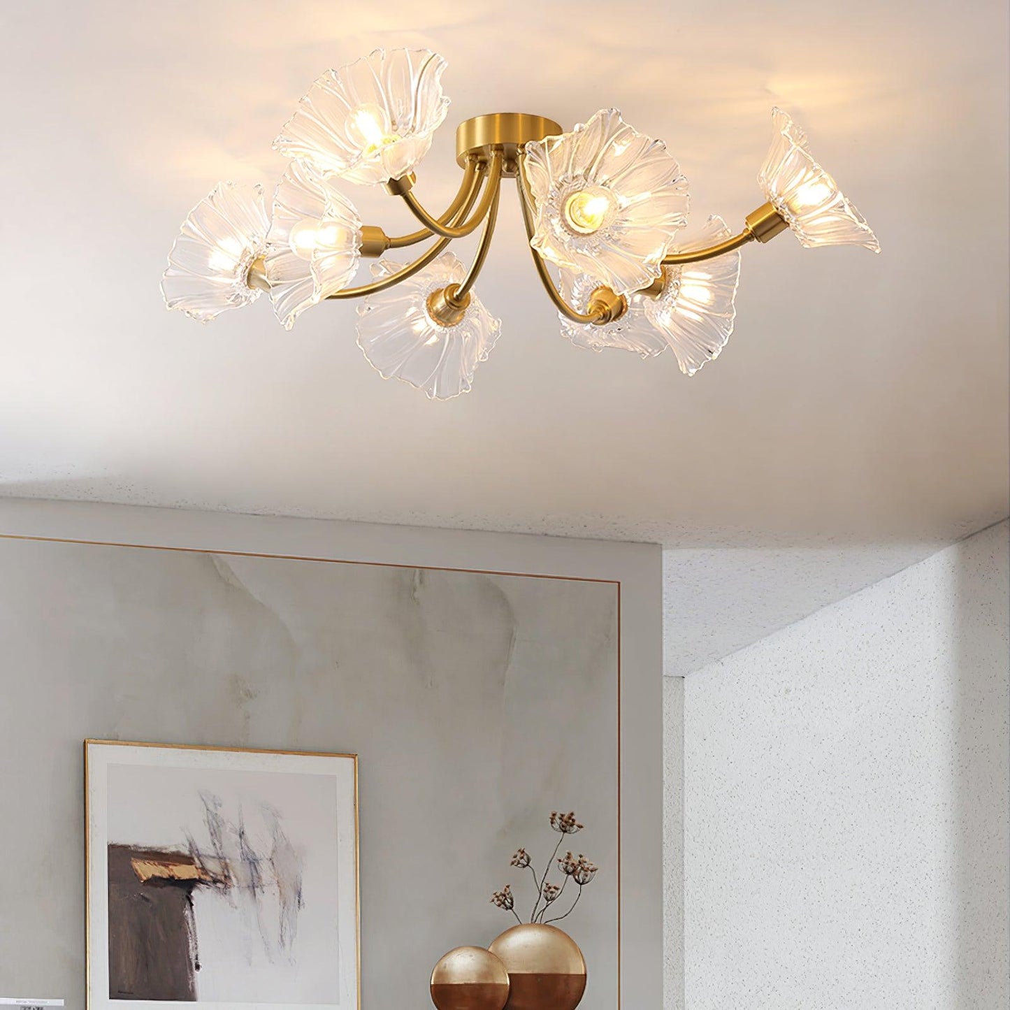 Kalin Ceiling Lamp | Brass & Glass | Multiple Heads Options