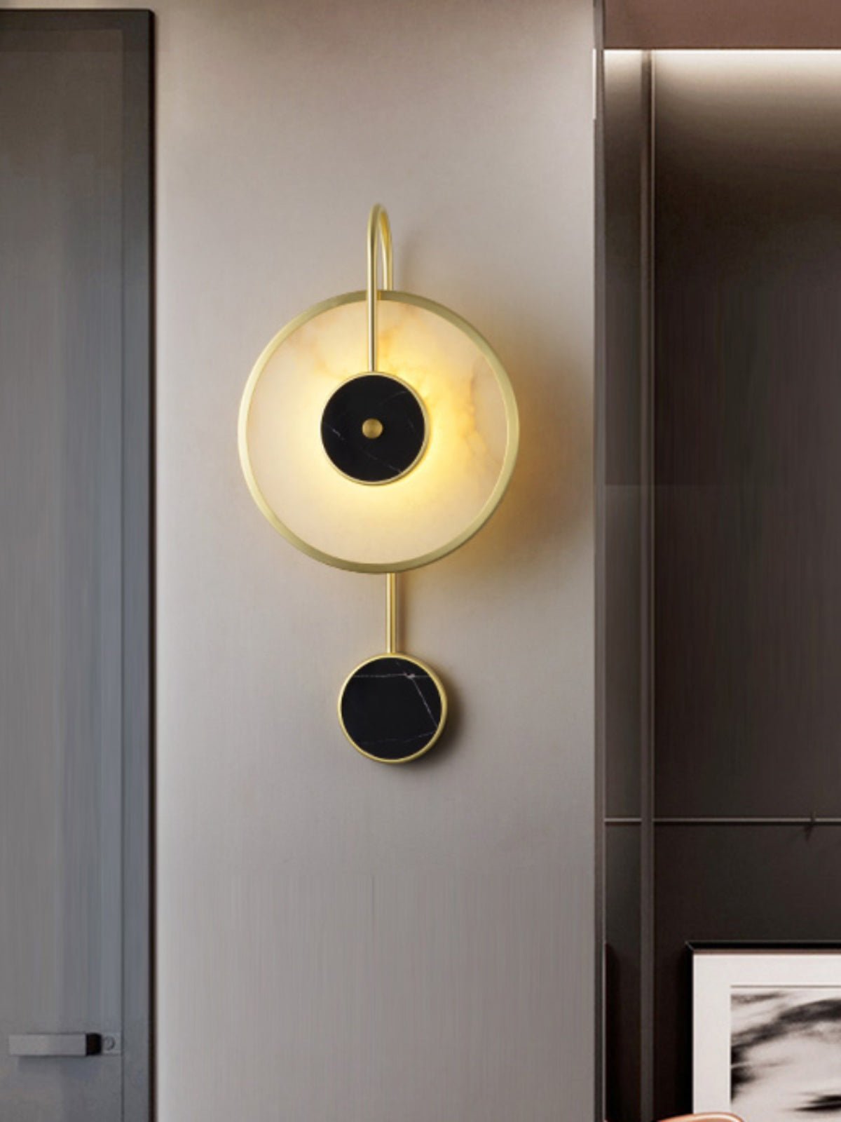 Kandy Alabaster Wall Lamp | Marble & Metal | Gold or Black