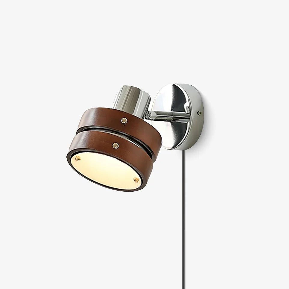 Karry Wall Lamp | Chrome & Walnut Wood | Japanese Design
