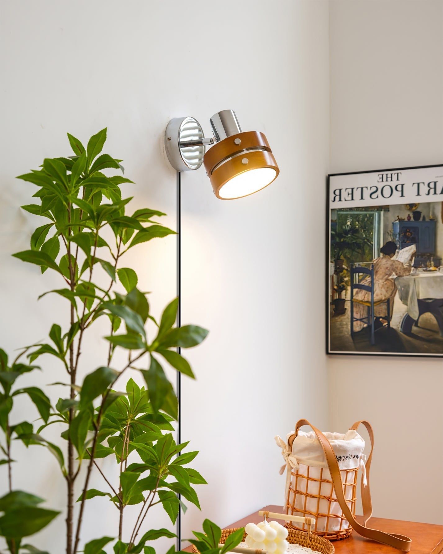 Karry Wall Lamp | Chrome & Walnut Wood | Japanese Design