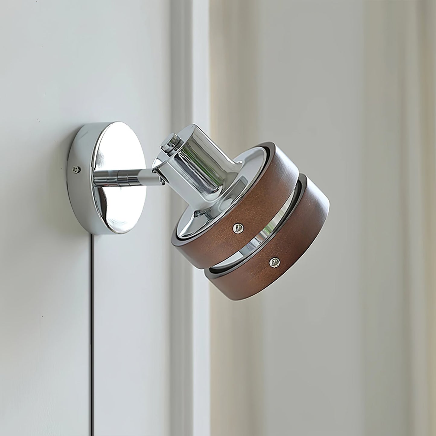 Karry Wall Lamp | Chrome & Walnut Wood | Japanese Design