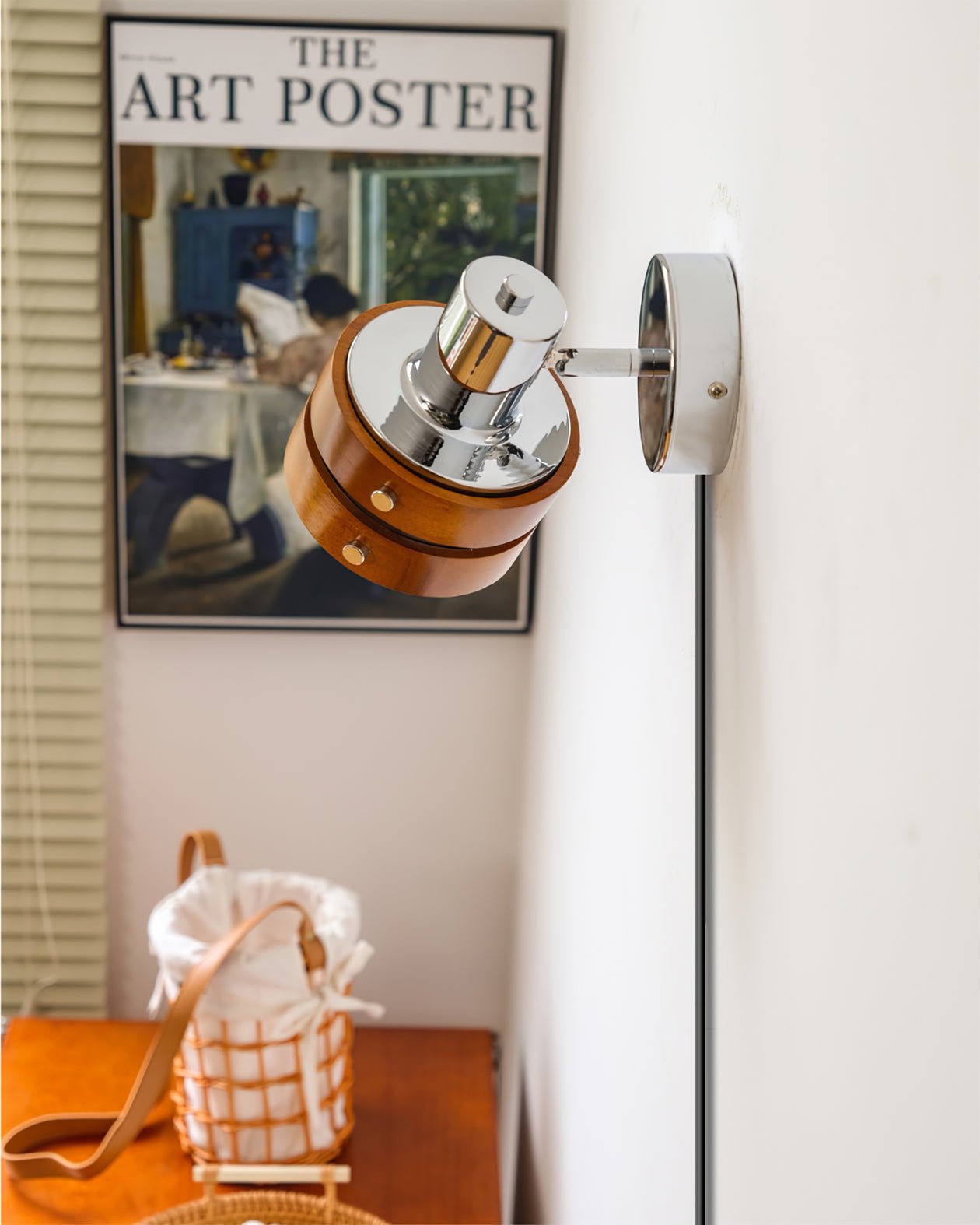 Karry Wall Lamp | Chrome & Walnut Wood | Japanese Design