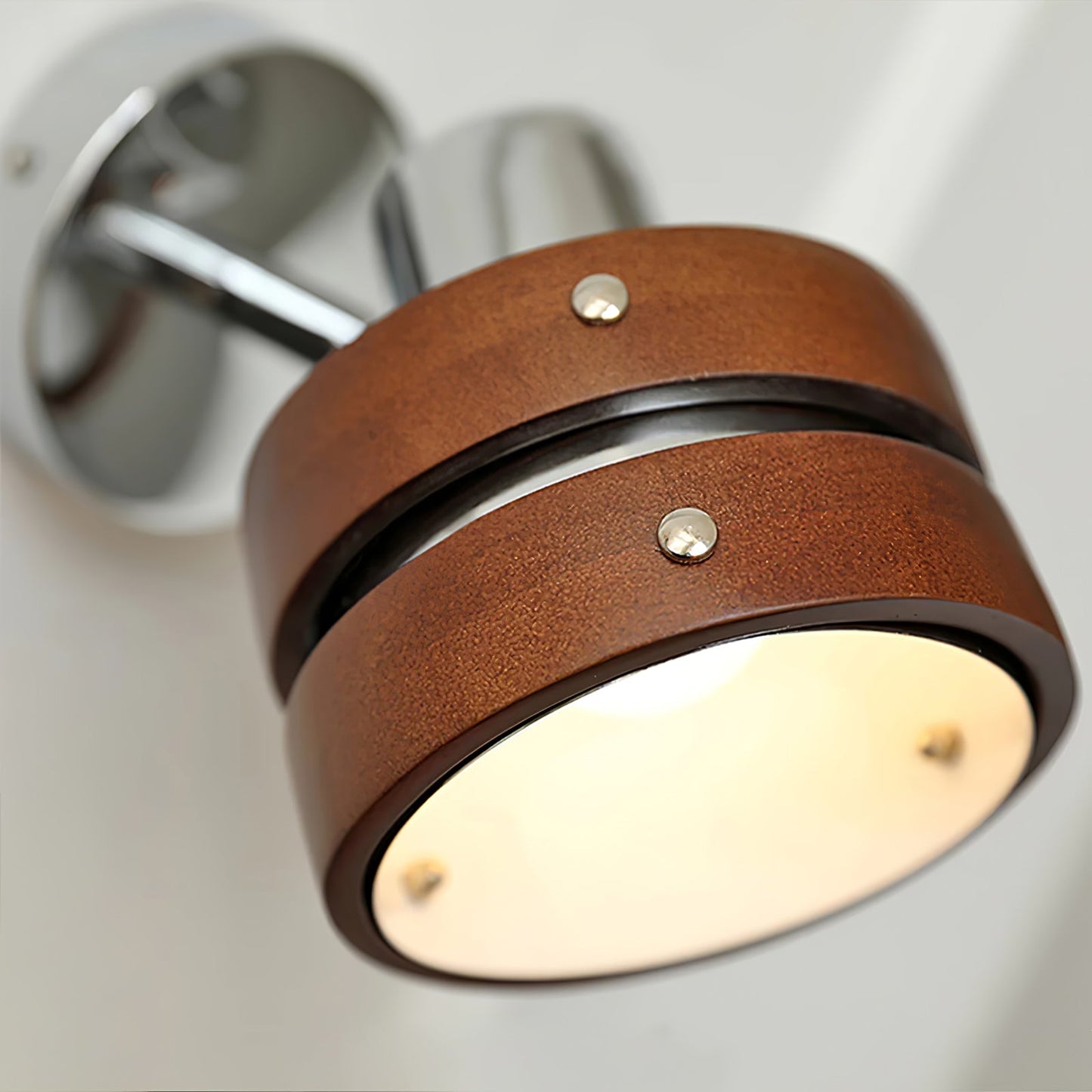 Karry Wall Lamp | Chrome & Walnut Wood | Japanese Design