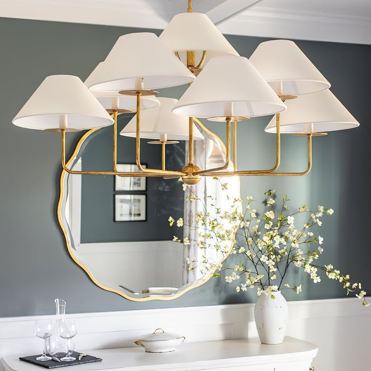 Kelley Chandelier | Brass & Fabric | 9-Light