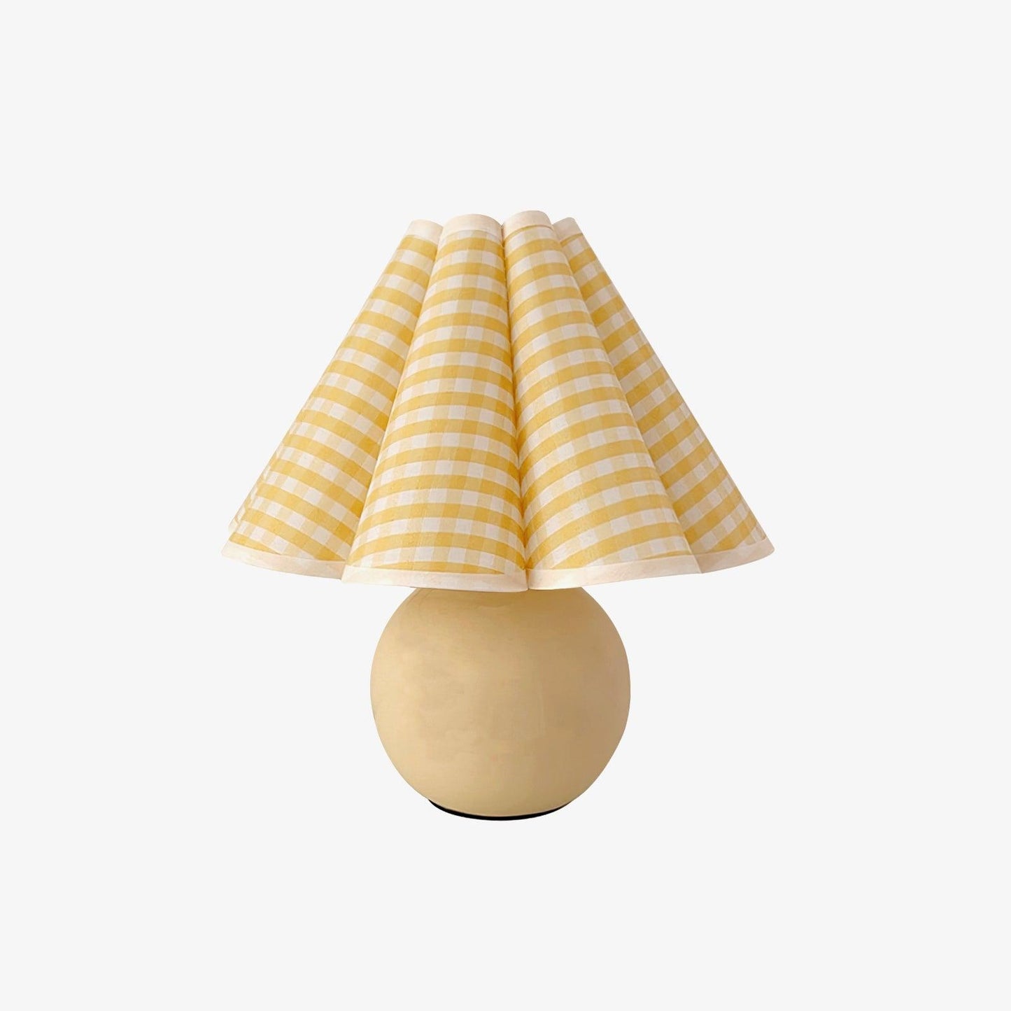 Pleated Table Lamp | White Ceramic & Linen Shade | 28cm Diameter