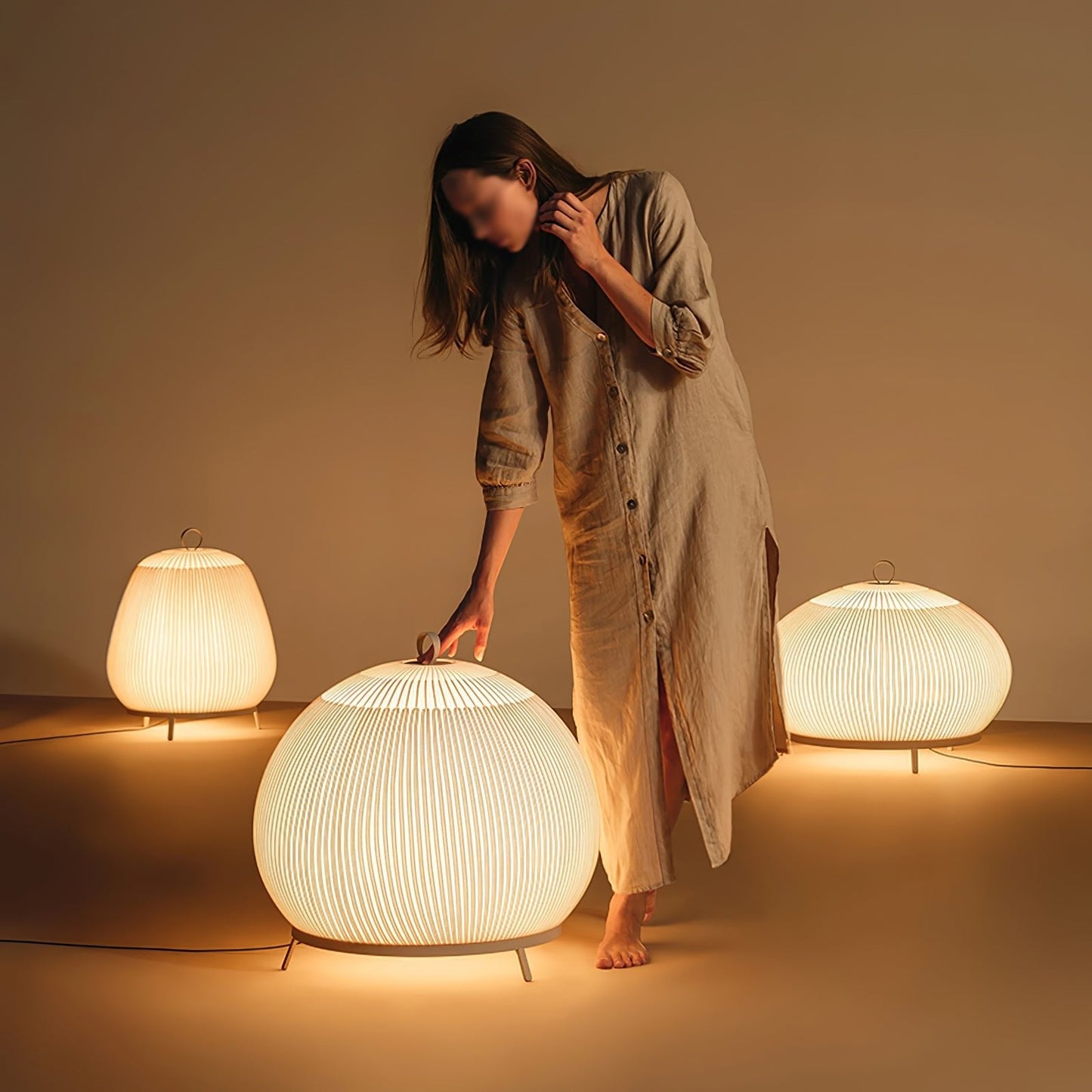 Lantern Knit Table Lamp | Fabric | White