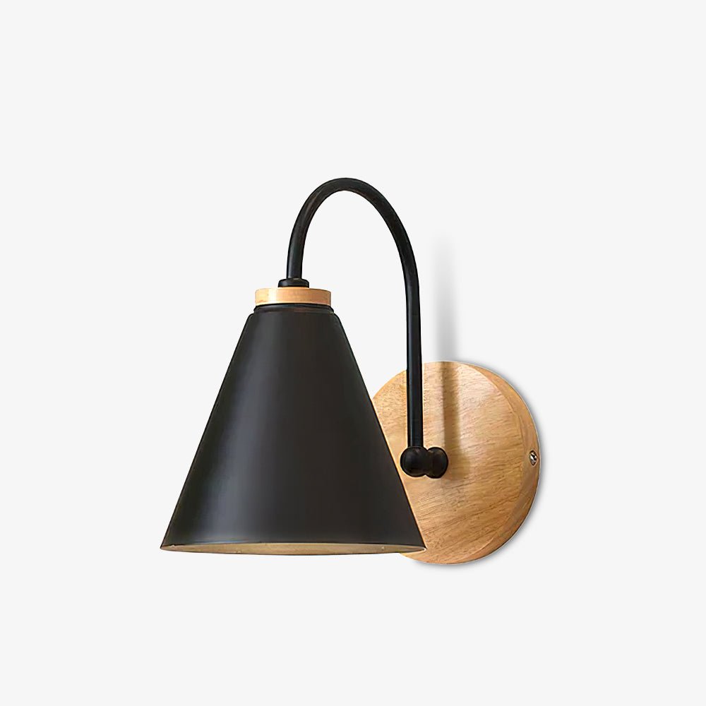 Kona Nordic Wall Lamp | Iron Shade | Wooden & Black