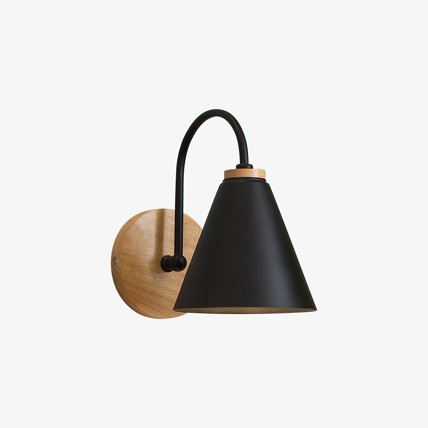 Kona Nordic Wall Lamp | Iron Shade | Wooden & Black