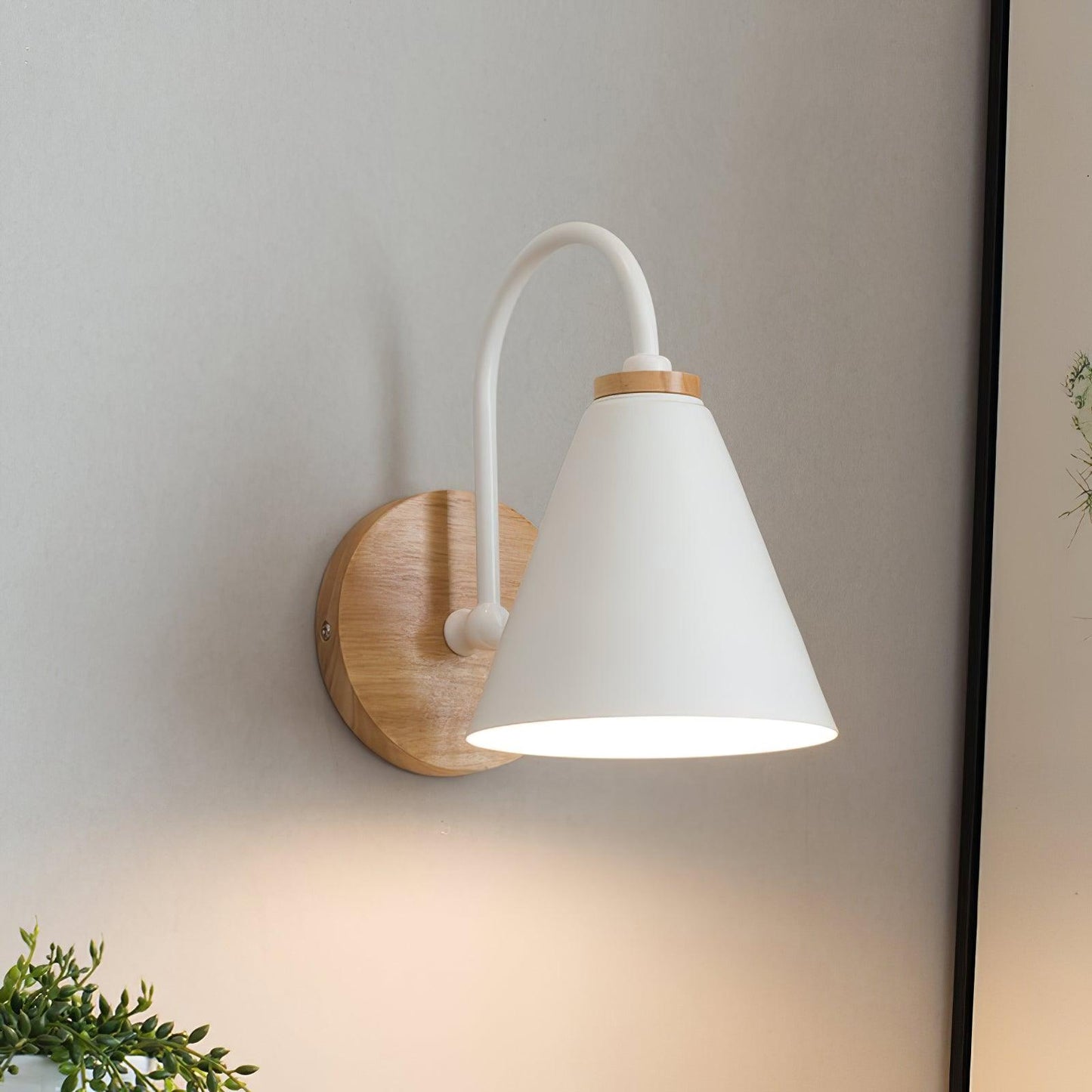 Kona Nordic Wall Lamp | Iron Shade | Wooden & Black