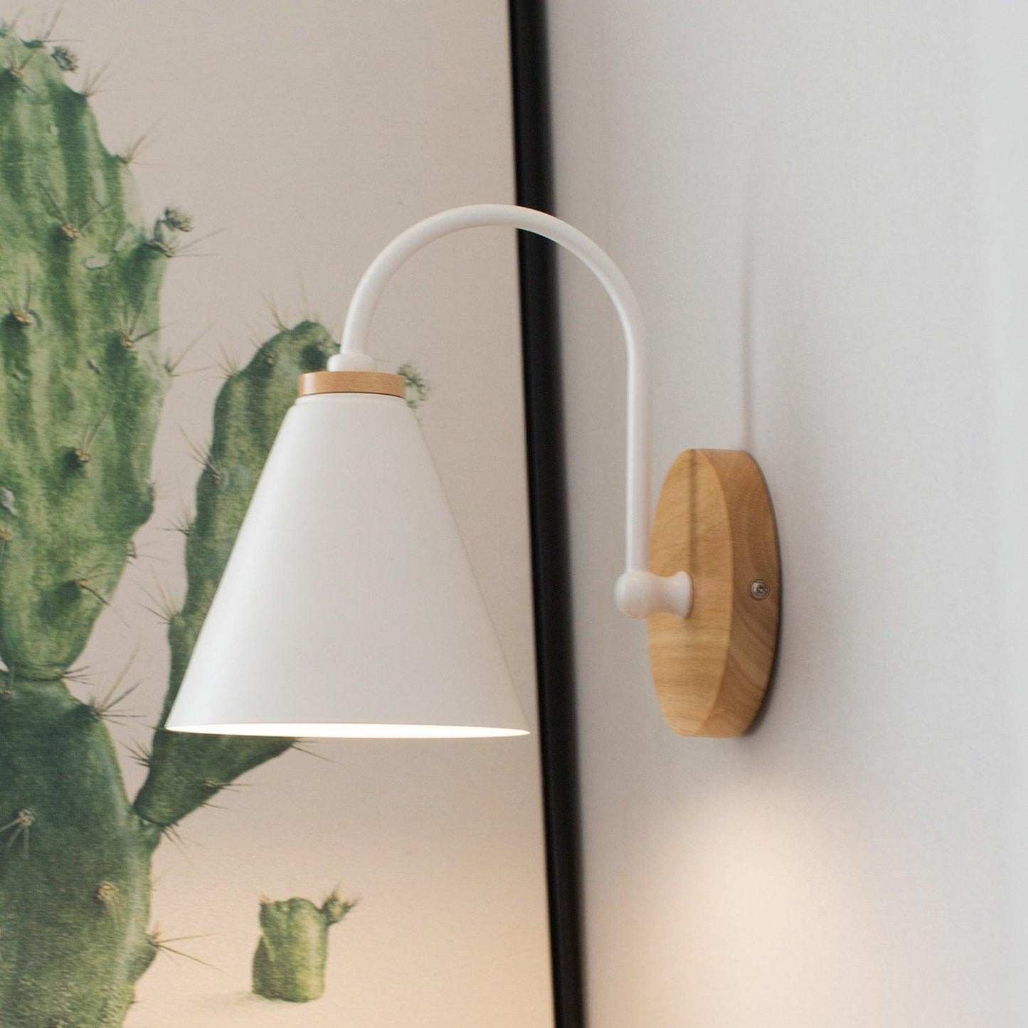 Kona Nordic Wall Lamp | Iron Shade | Wooden & Black