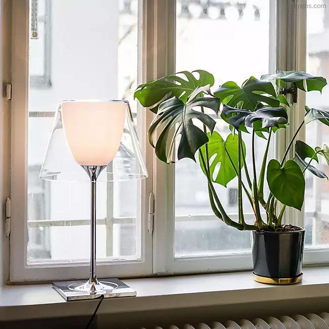 Chrome Prism Table Lamp | Metal, Acrylic, Plastic | Clear, Smoke Grey, Bronze