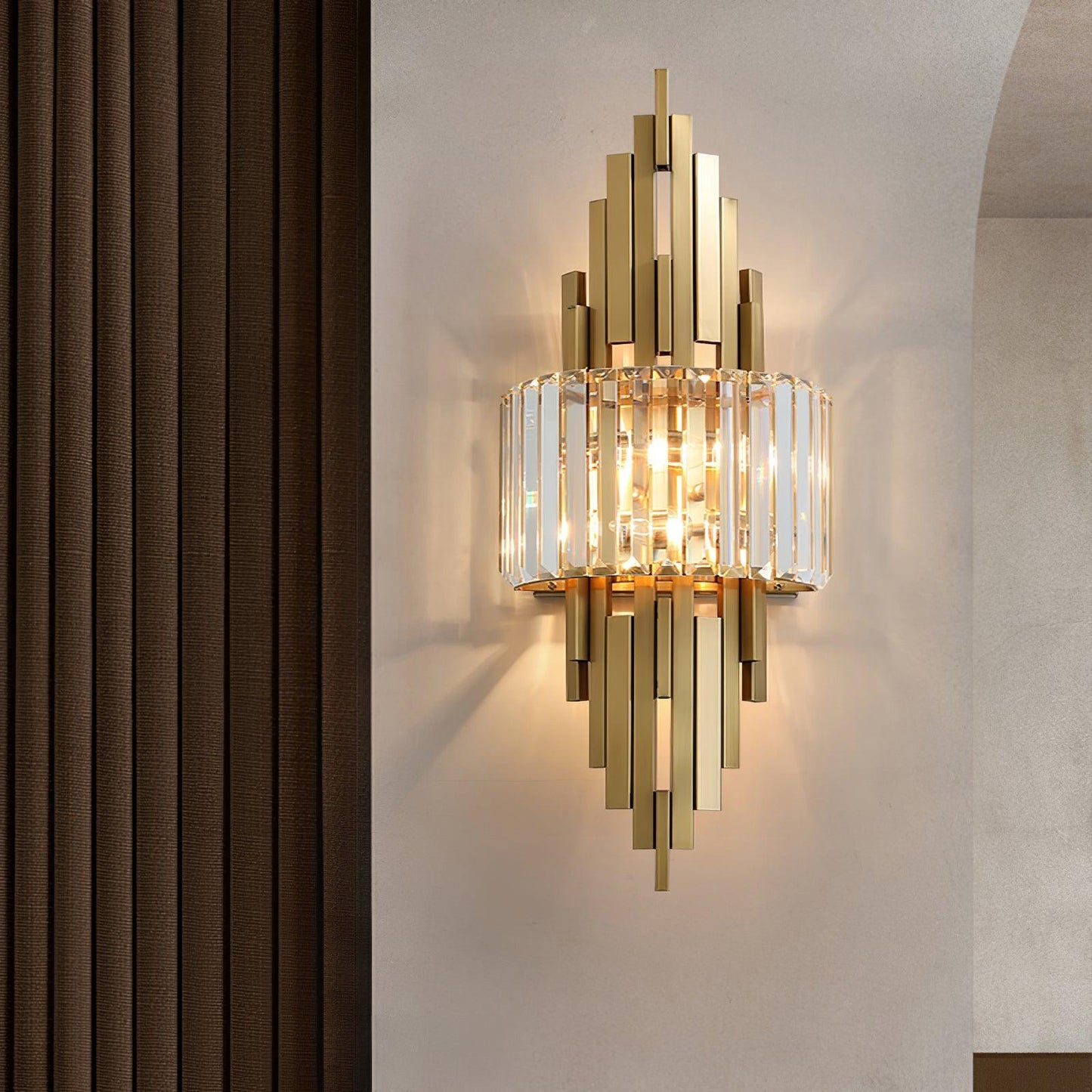Kubica Crystal Wall Lamp | Stainless Steel & Crystal Glass | Gold