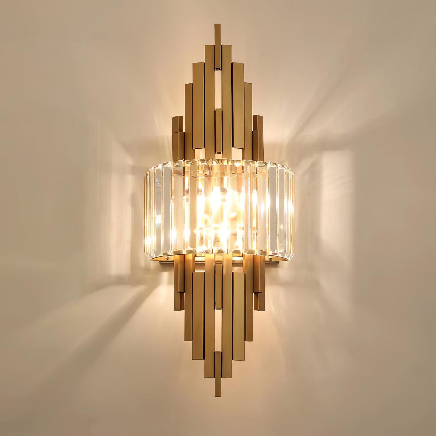 Kubica Crystal Wall Lamp | Stainless Steel & Crystal Glass | Gold