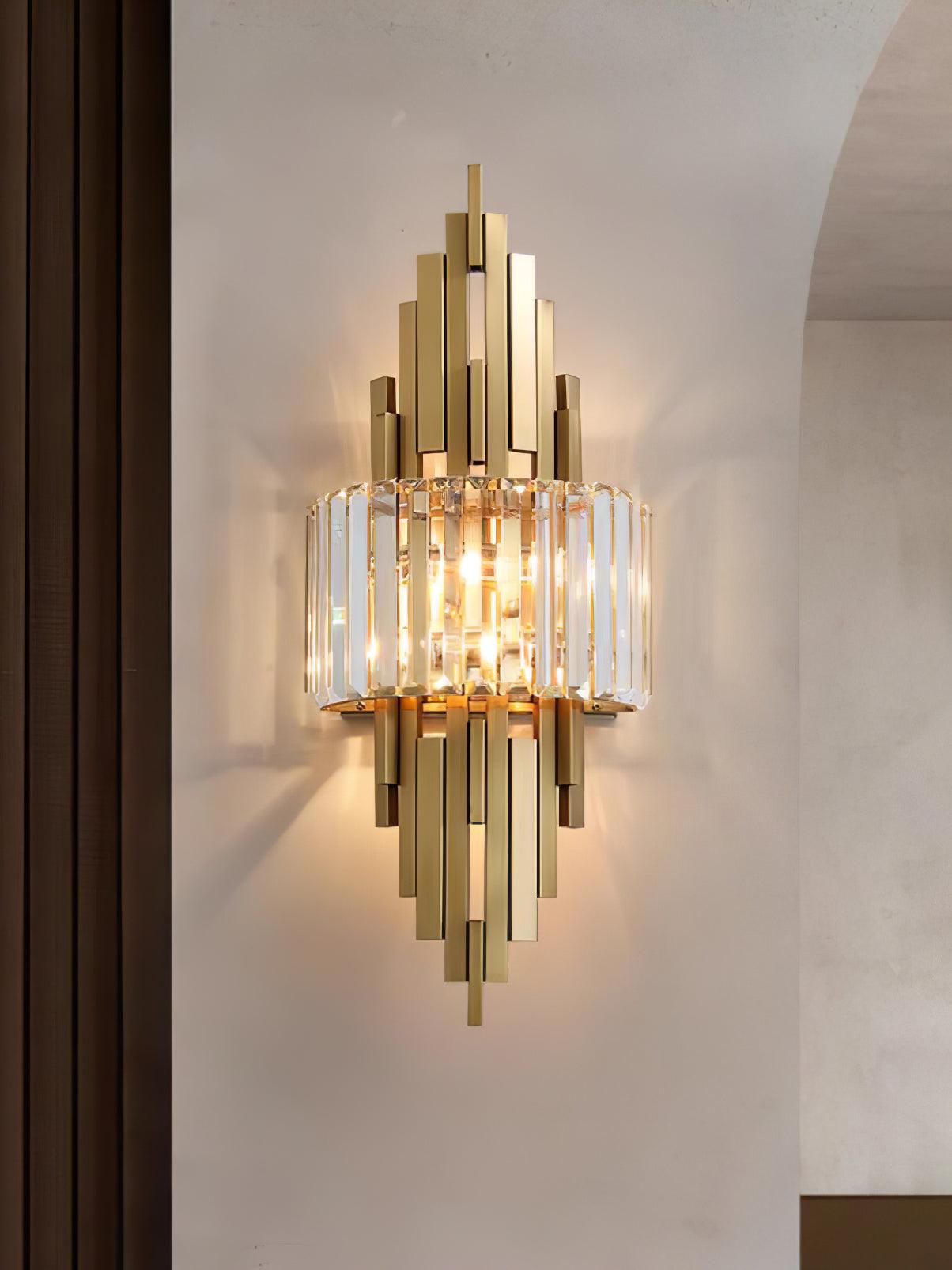 Kubica Crystal Wall Lamp | Stainless Steel & Crystal Glass | Gold
