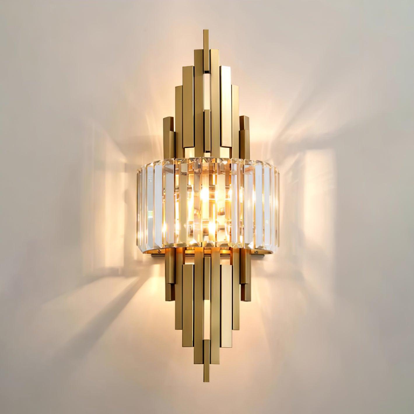 Kubica Crystal Wall Lamp | Stainless Steel & Crystal Glass | Gold