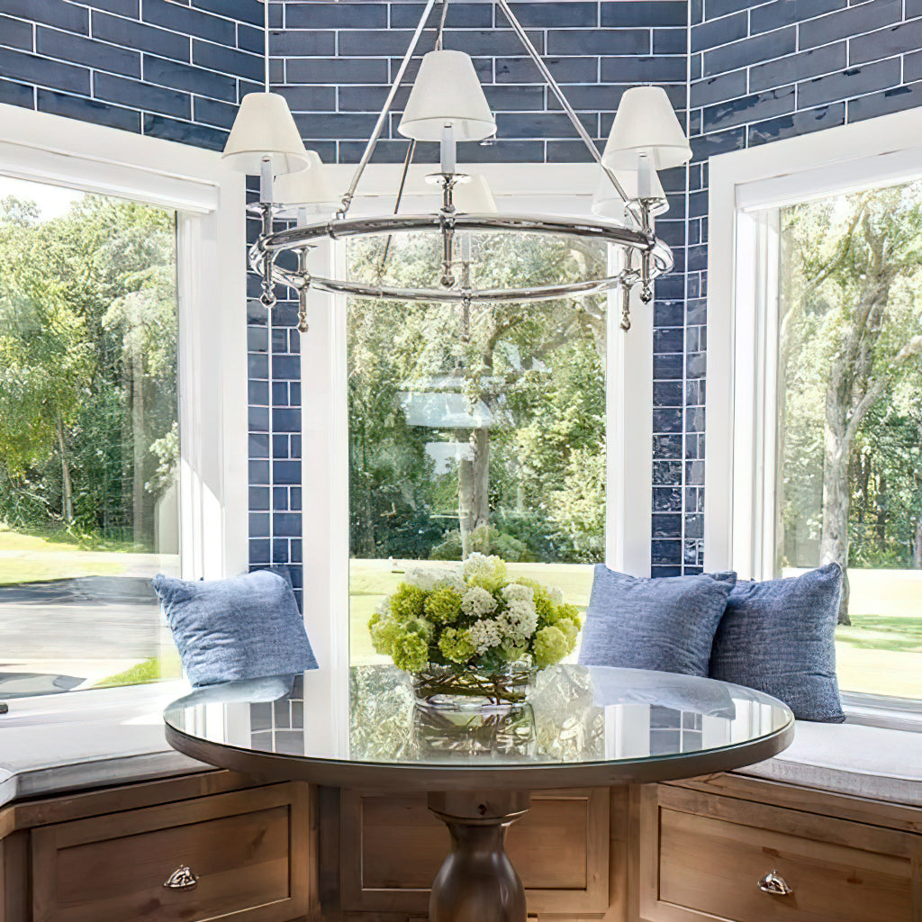 Kynlee Chandelier | Brass & Fabric | 6-Light Retro Design