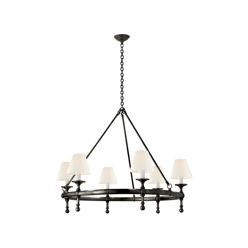 Kynlee Chandelier | Brass & Fabric | 6-Light Retro Design