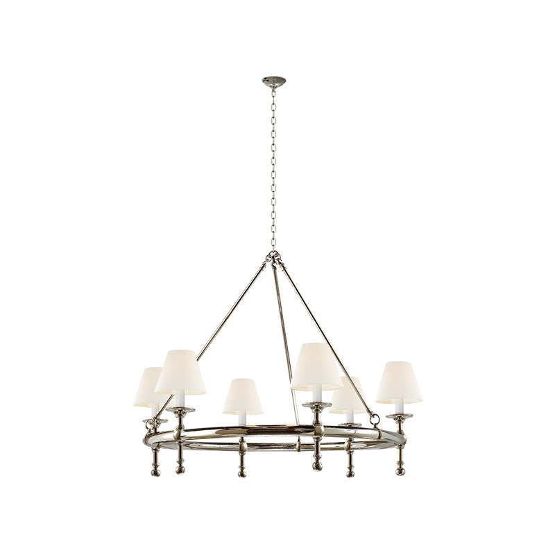 Kynlee Chandelier | Brass & Fabric | 6-Light Retro Design