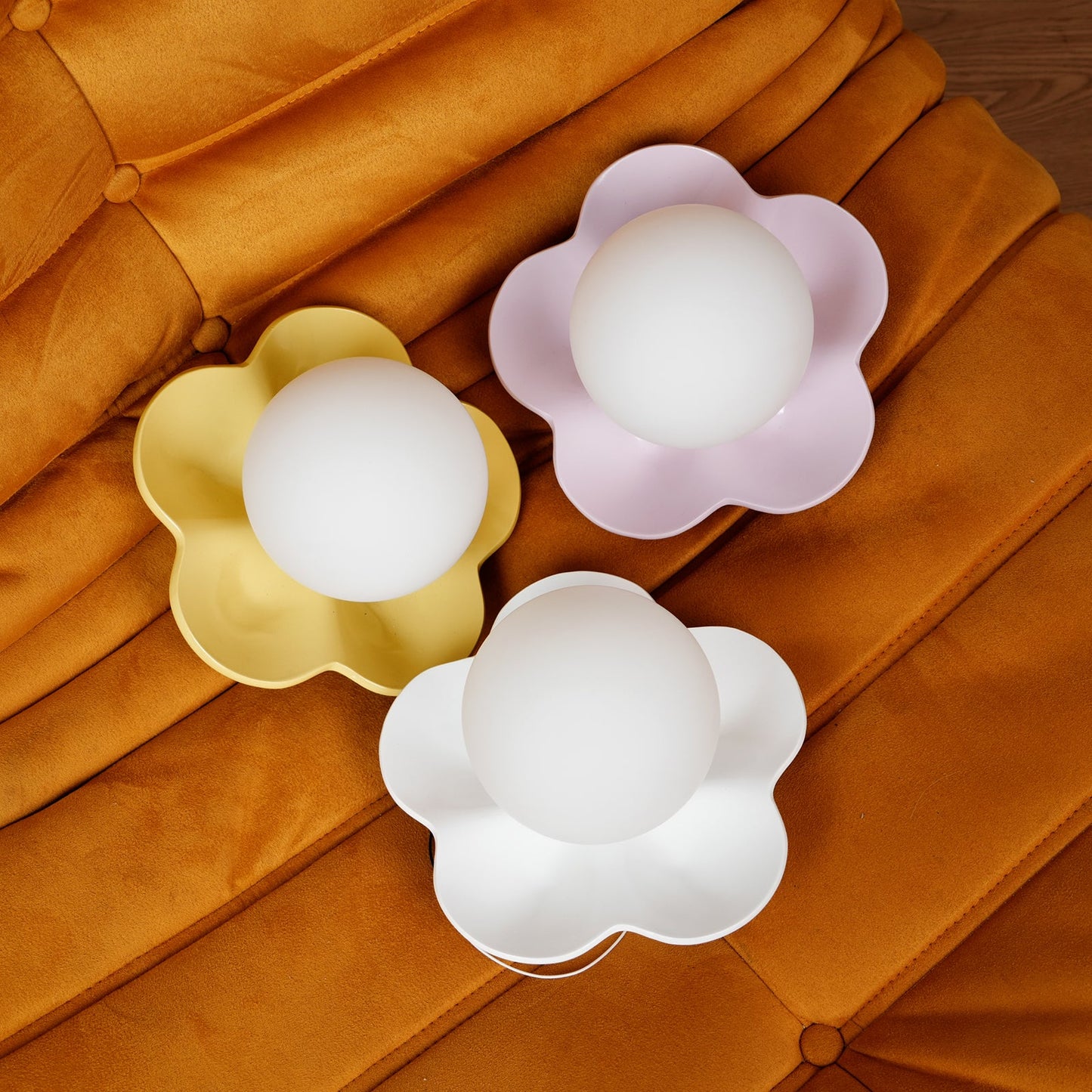 La Fleur Wall Lamp | Resin & Glass | White, Purple, Yellow