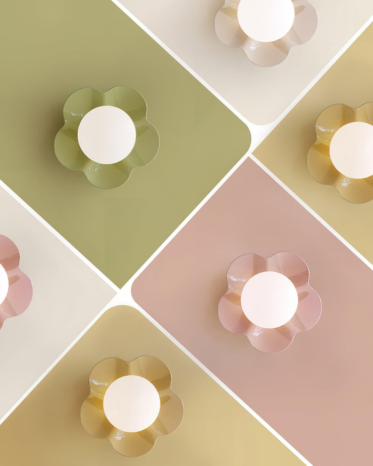 La Fleur Wall Lamp | Resin & Glass | White, Purple, Yellow