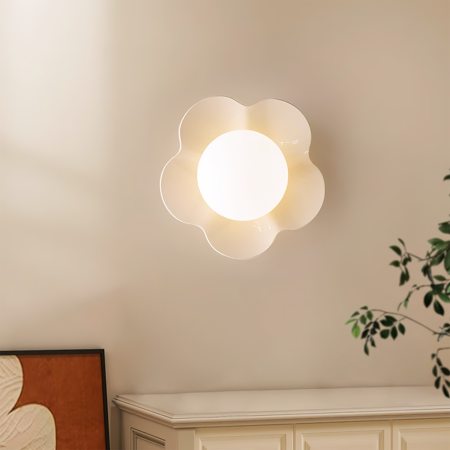 La Fleur Wall Lamp | Resin & Glass | White, Purple, Yellow