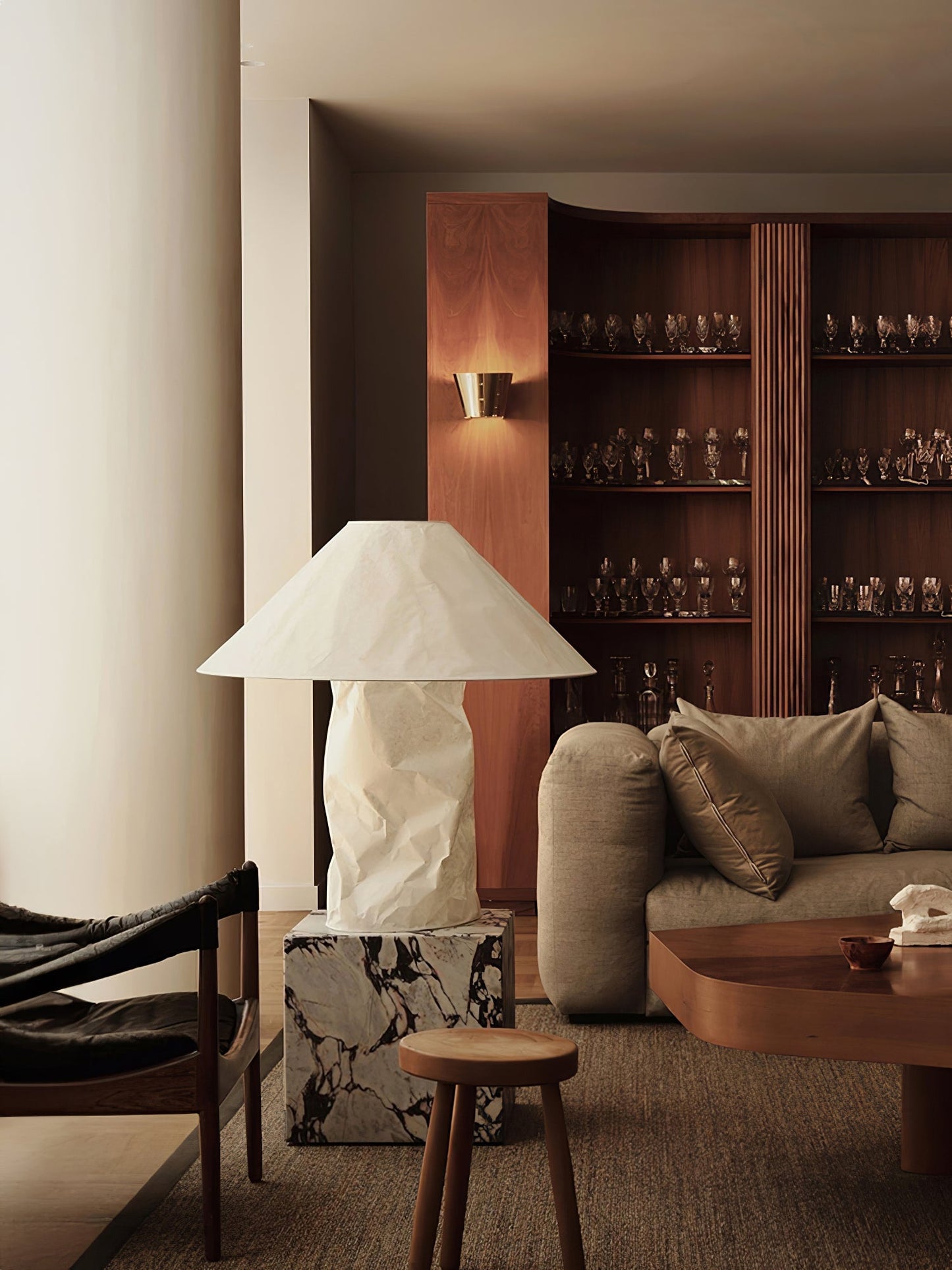 Crinkle Paper Table Lamp | White Metal & Dupont Paper | 50cm/75cm