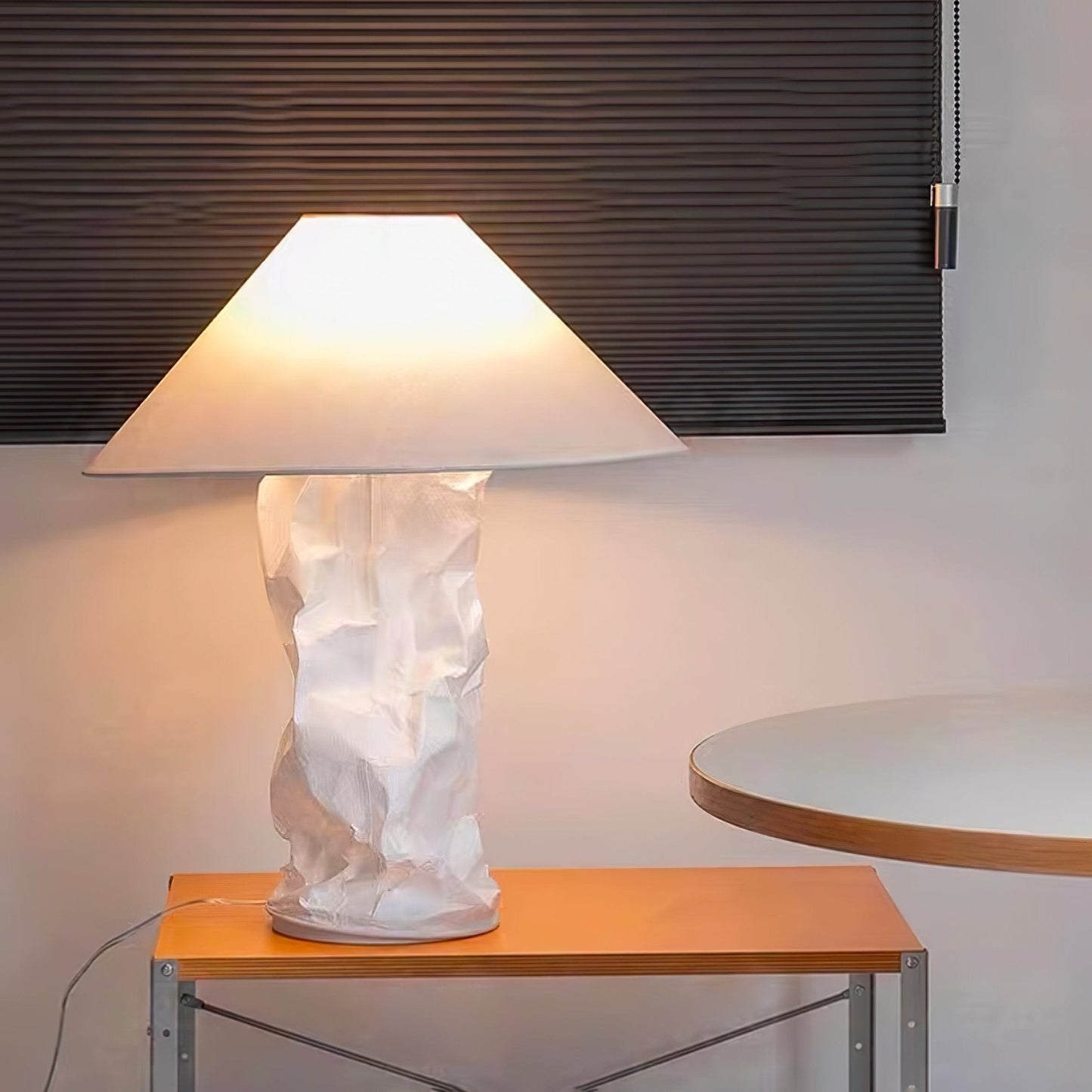 Crinkle Paper Table Lamp | White Metal & Dupont Paper | 50cm/75cm