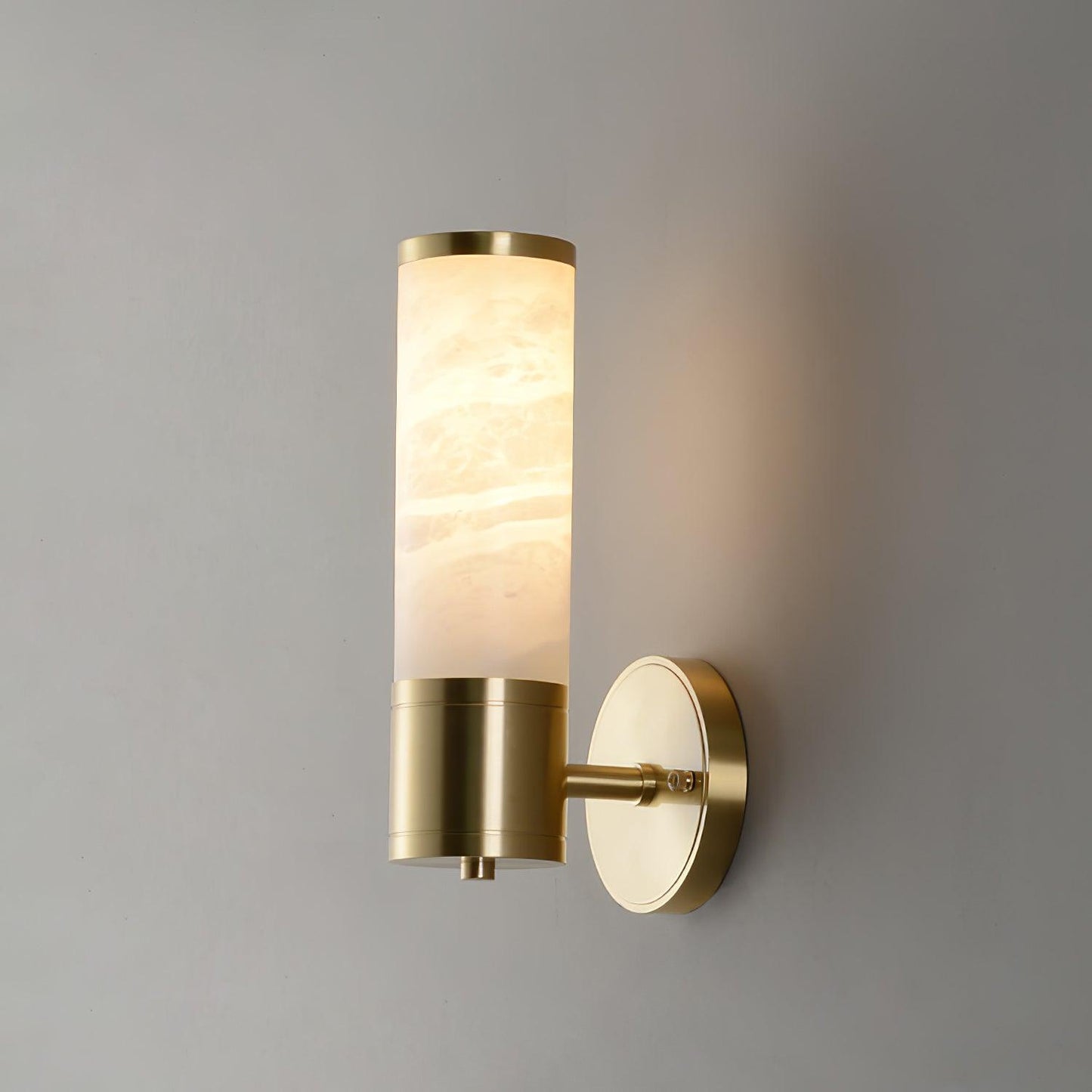 Alabaster Wall Lamp | Antique Brass Finish | White Shade