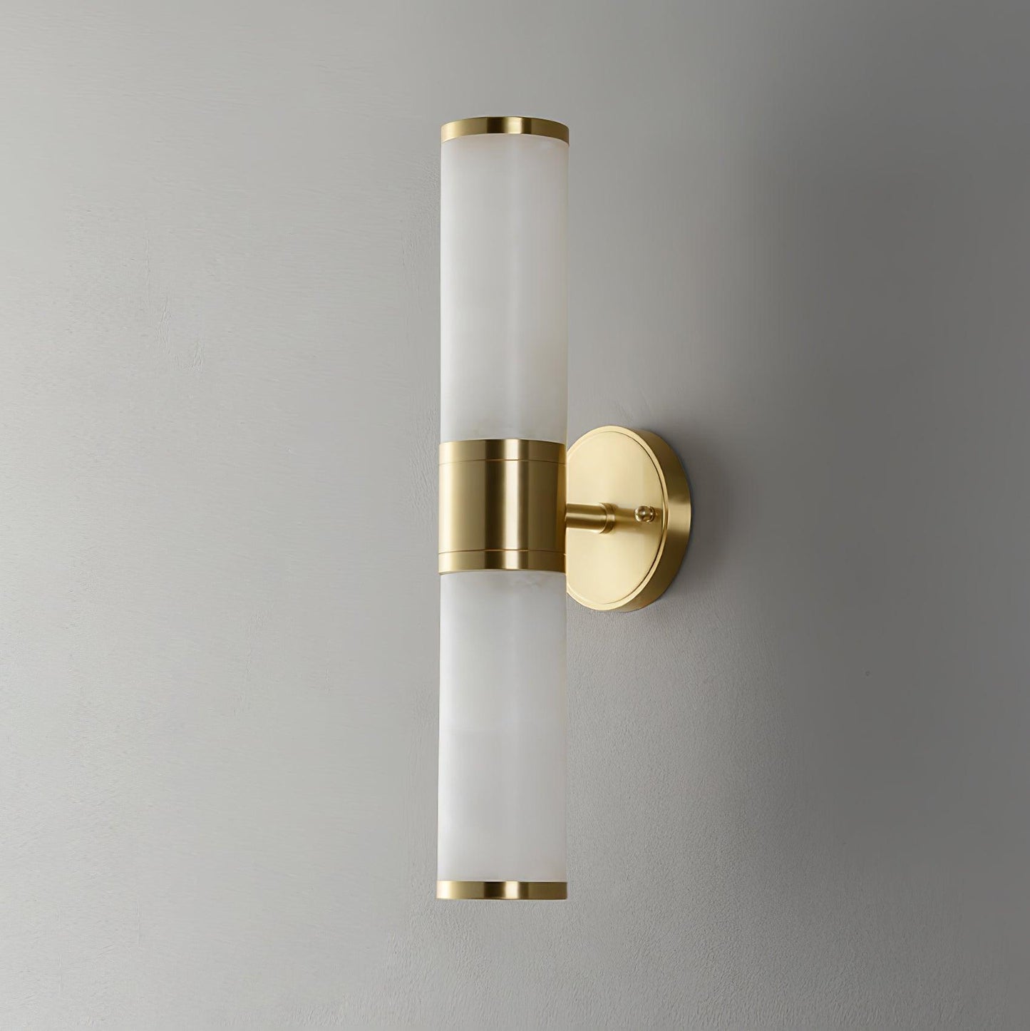 Alabaster Wall Lamp | Antique Brass Finish | White Shade