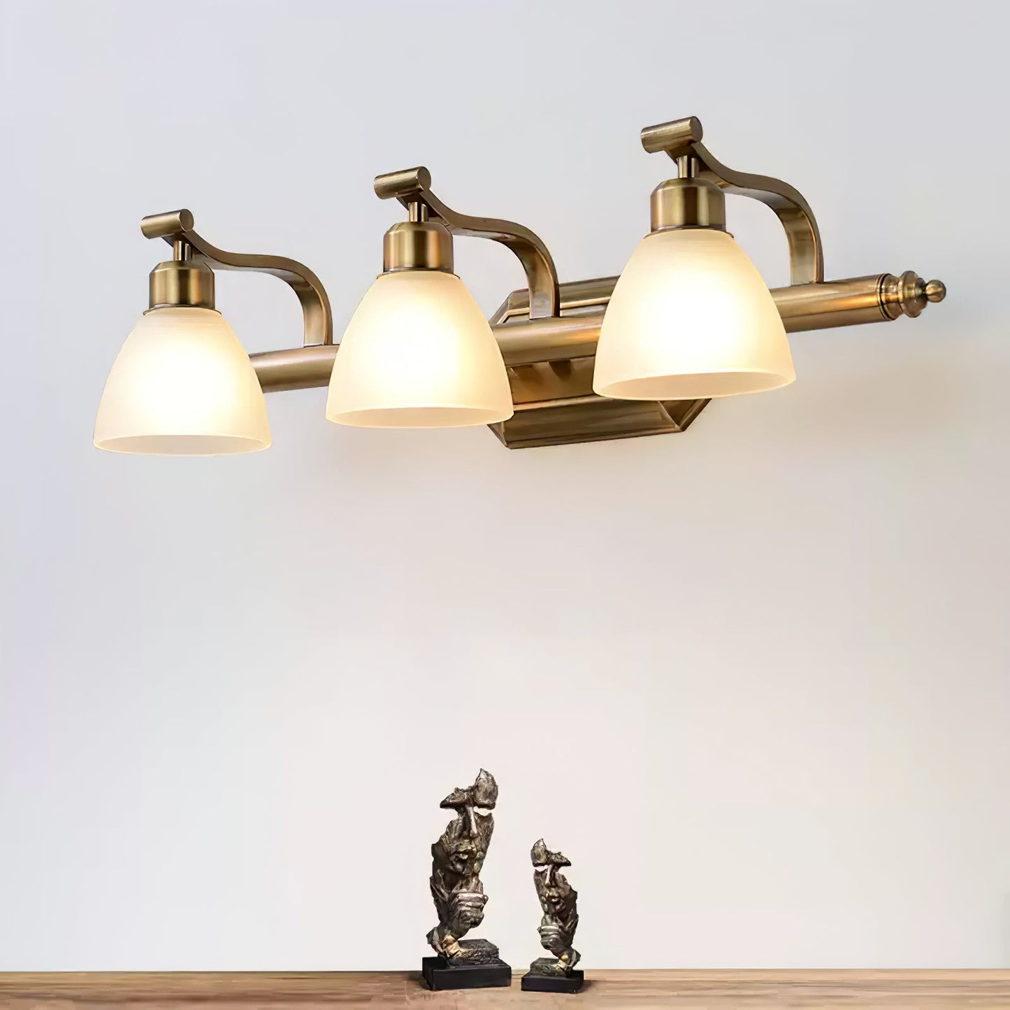 Lana Classic Bath Wall Light | Frosted Glass Shades | Gold