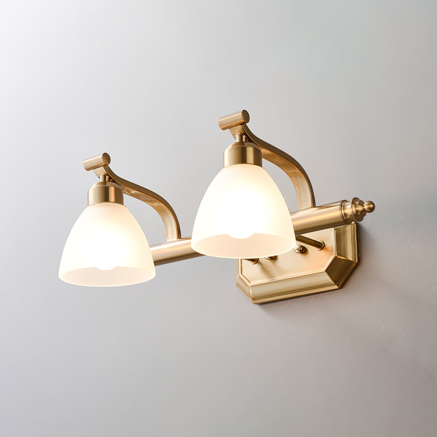 Lana Classic Bath Wall Light | Frosted Glass Shades | Gold