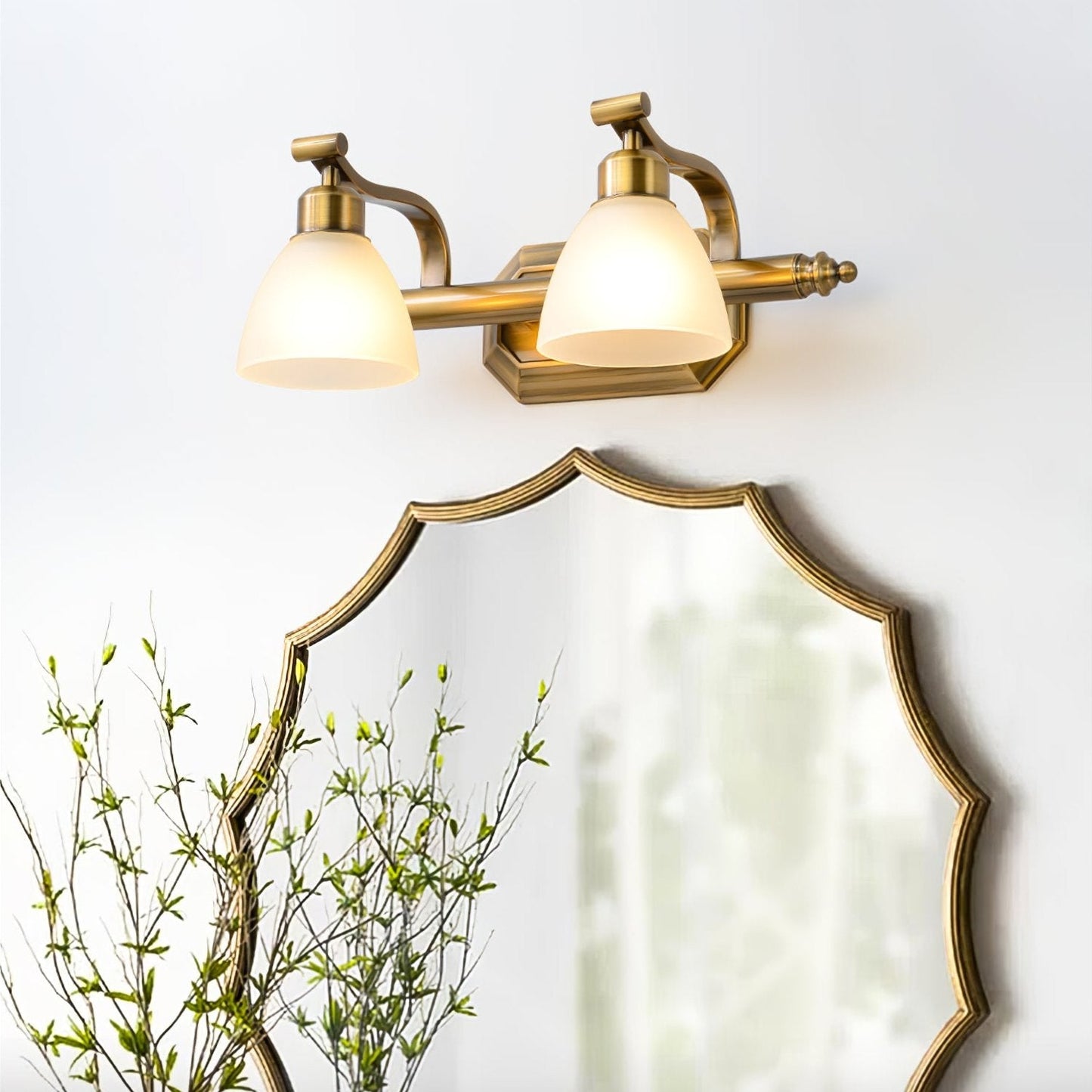Lana Classic Bath Wall Light | Frosted Glass Shades | Gold