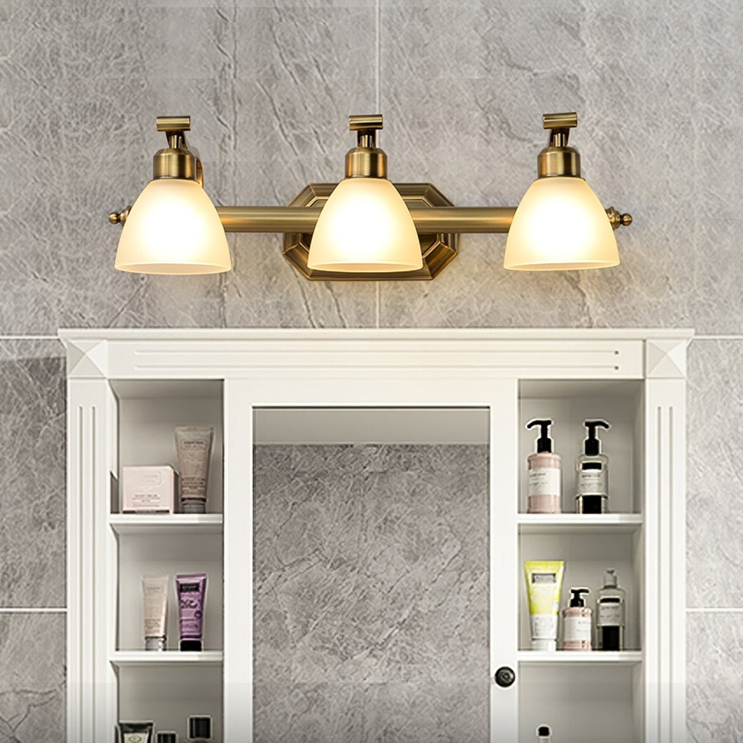 Lana Classic Bath Wall Light | Frosted Glass Shades | Gold
