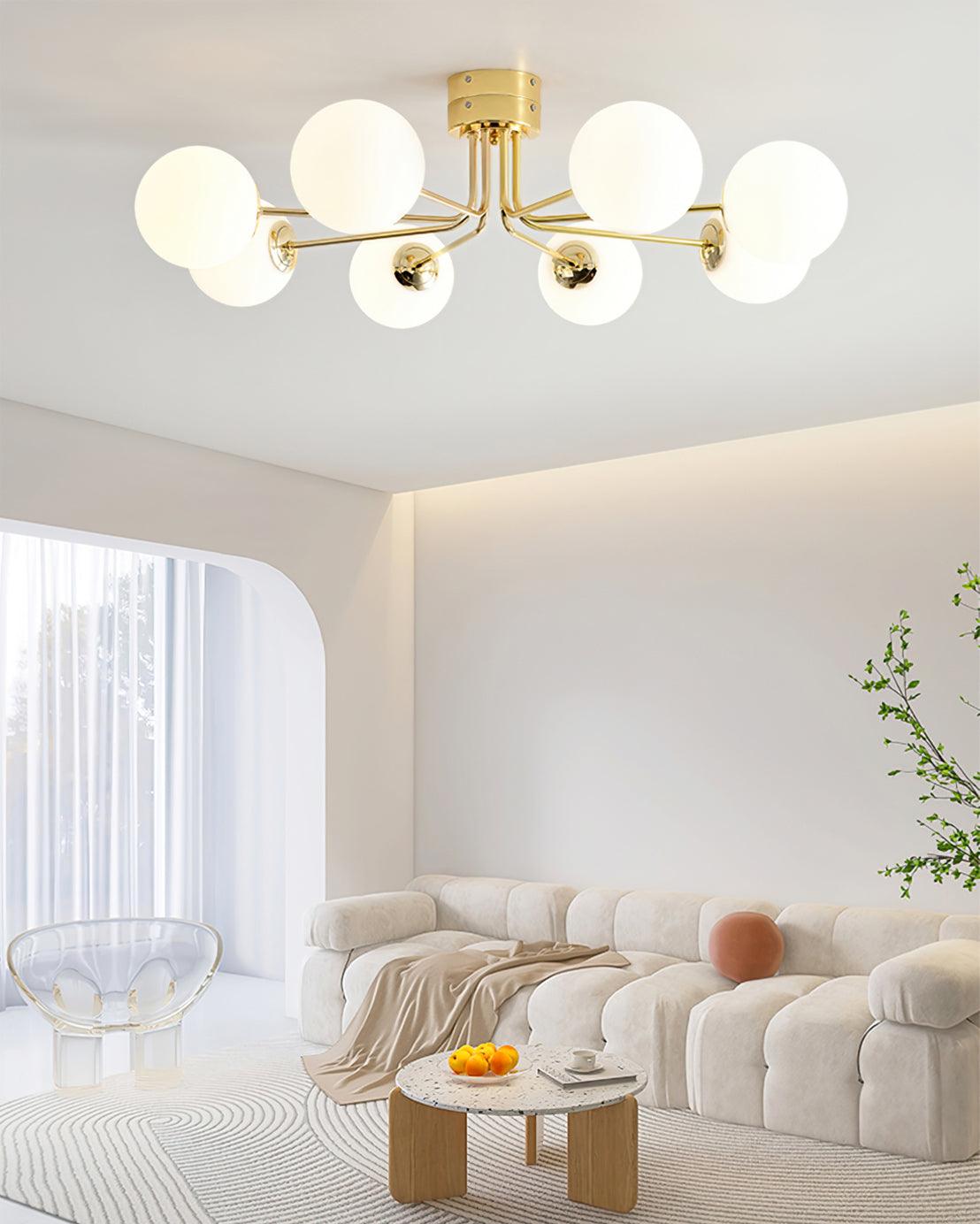 Lanta Ceiling Lamp | Metal & Glass | Chrome or Gold