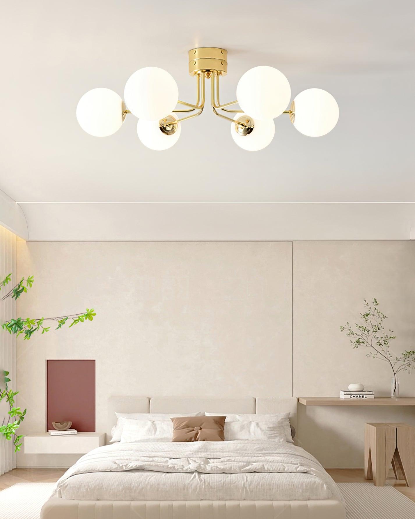 Lanta Ceiling Lamp | Metal & Glass | Chrome or Gold