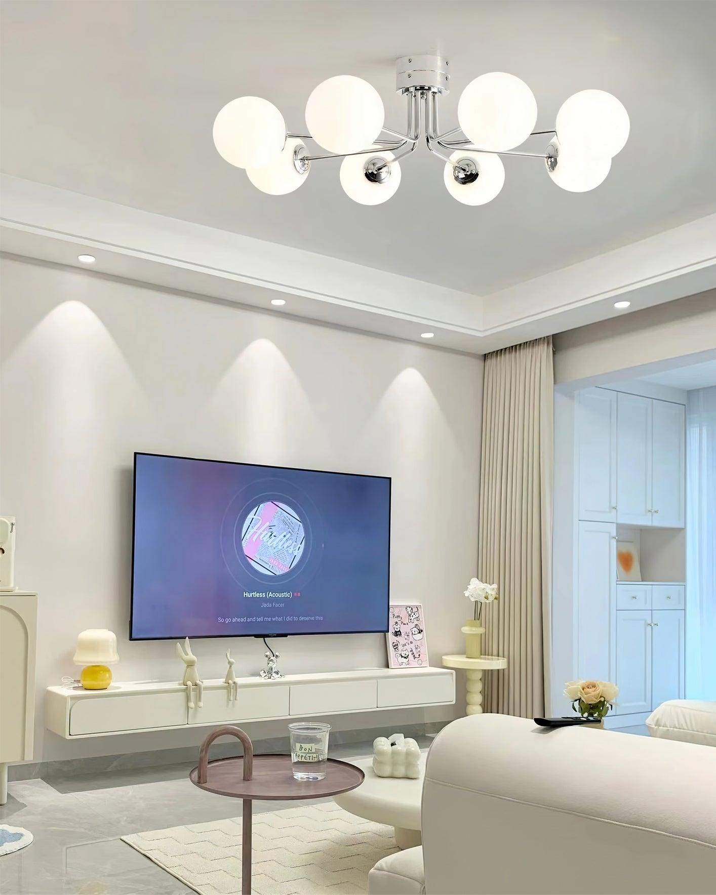 Lanta Ceiling Lamp | Metal & Glass | Chrome or Gold