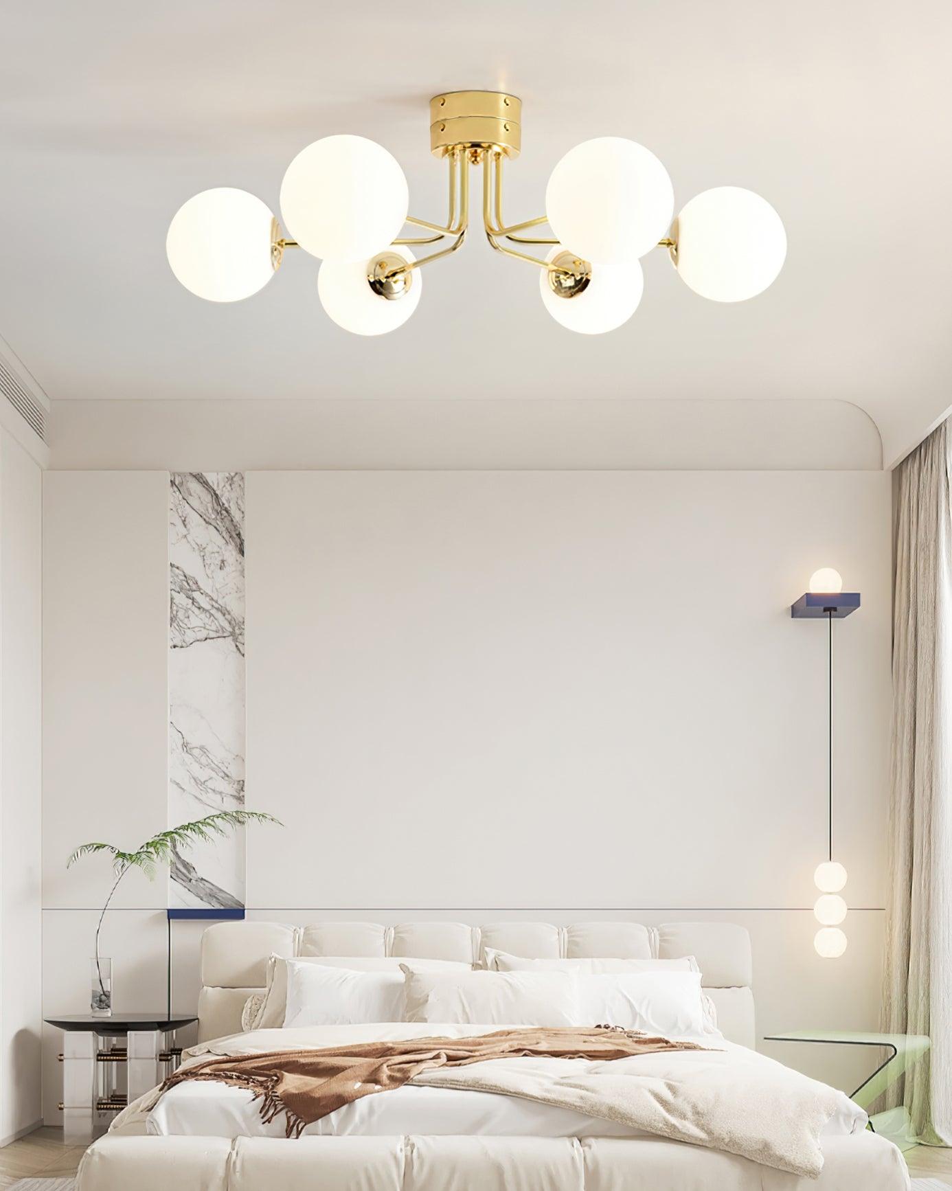 Lanta Ceiling Lamp | Metal & Glass | Chrome or Gold