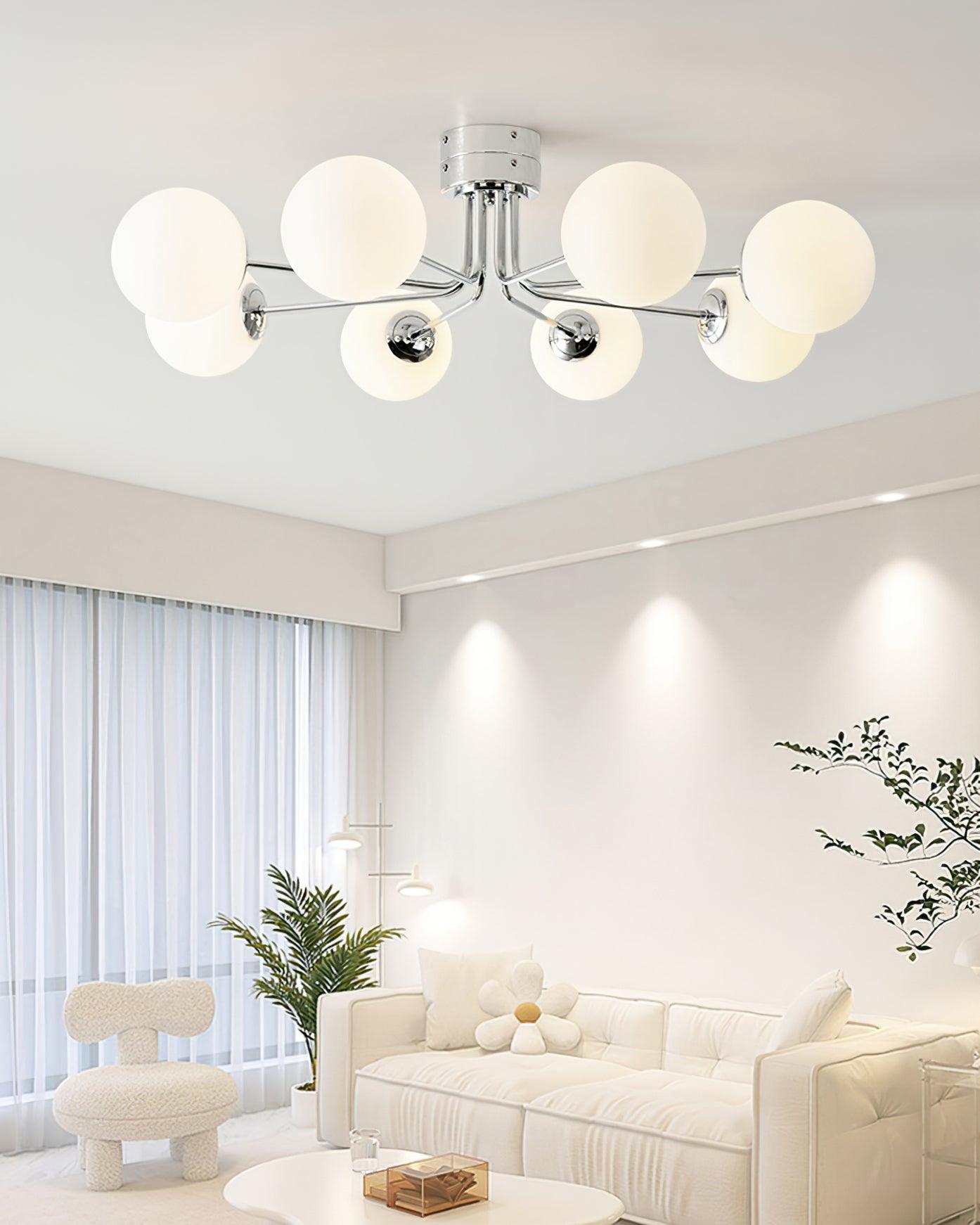 Lanta Ceiling Lamp | Metal & Glass | Chrome or Gold