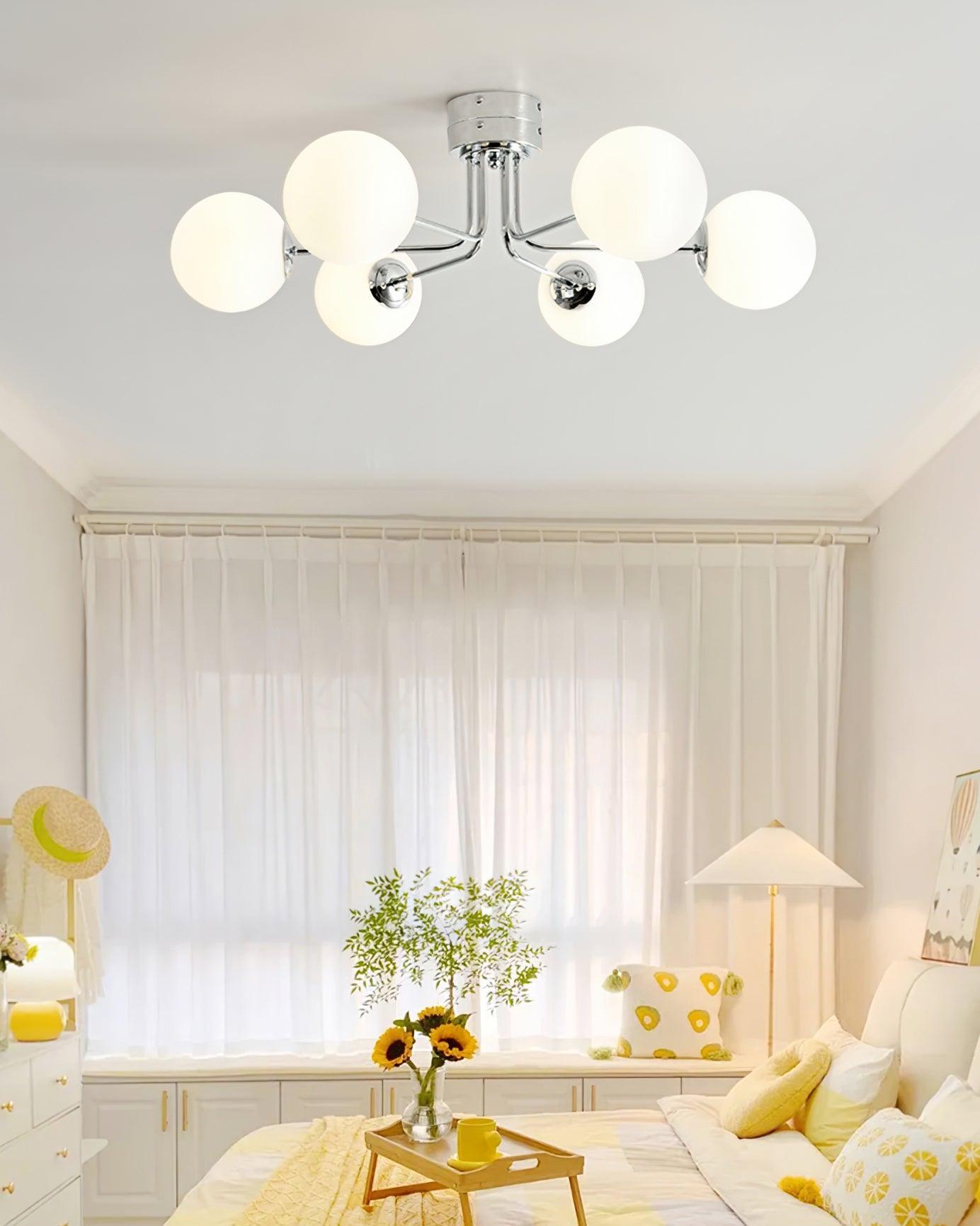 Lanta Ceiling Lamp | Metal & Glass | Chrome or Gold