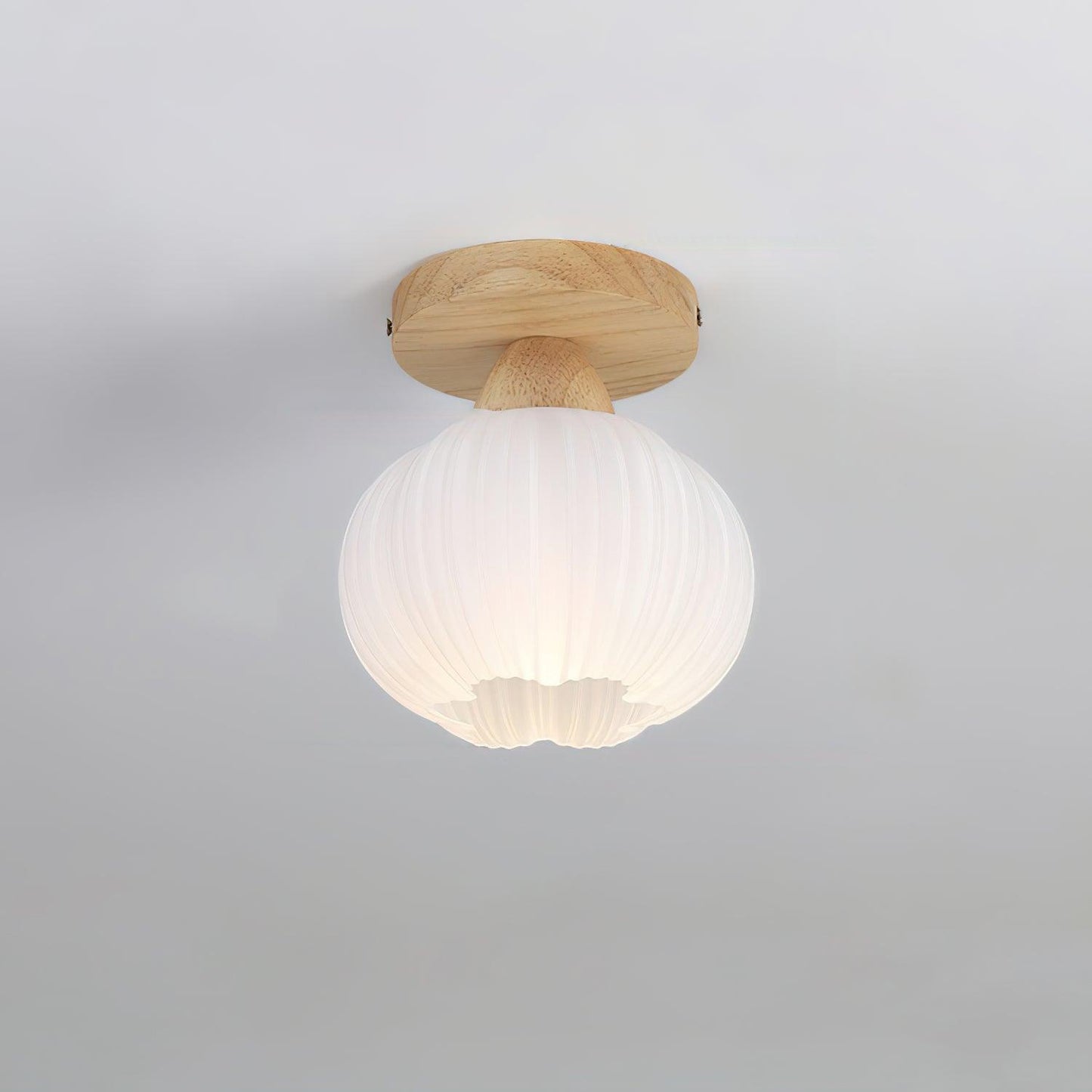 Large Flower Bag Ceiling Lamp | Wood, Acrylic | White
