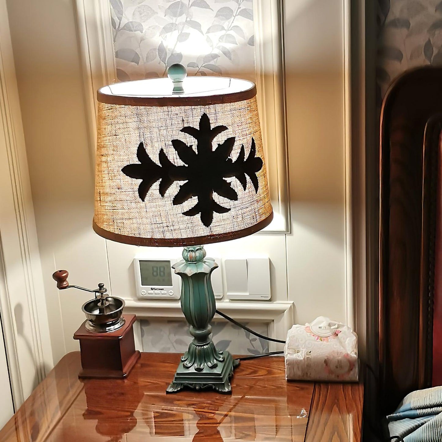Lark Table Lamp | Resin, Fabric | Green